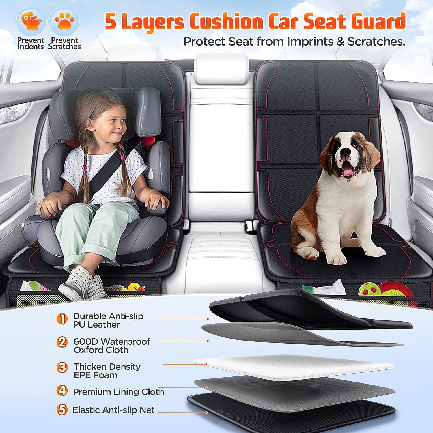Thumbnail 1 de Gimars 2 Pack Car Seat Protector with Isofix Compatibility