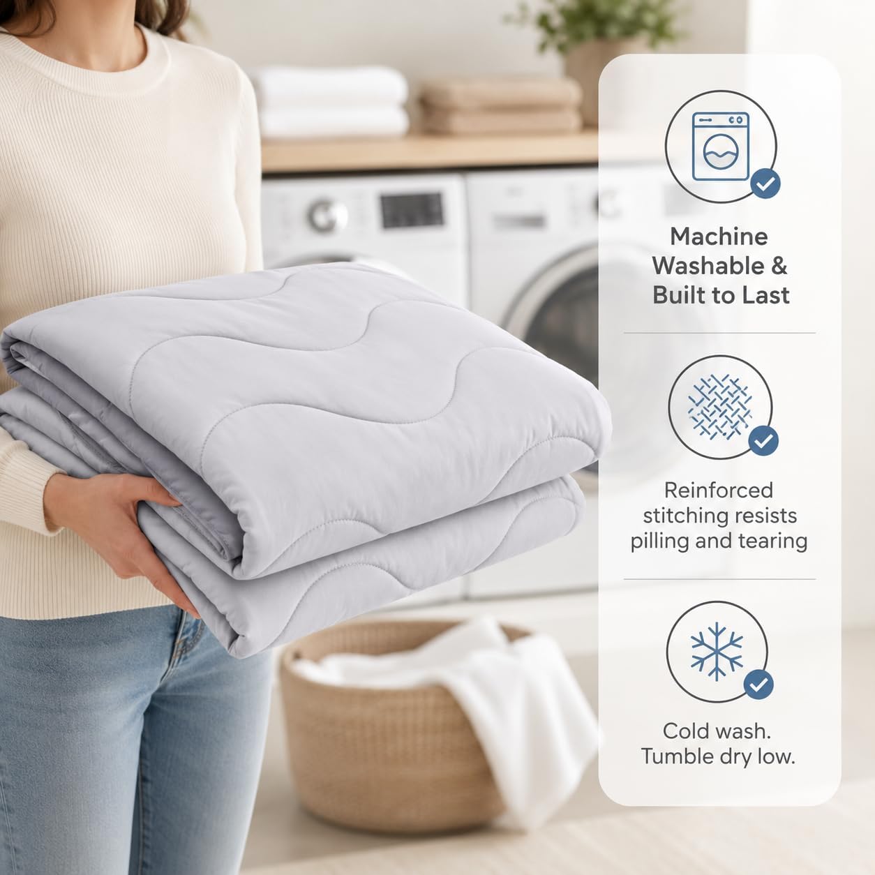 Detalle 2 de Orcalic Queen Size Cooling Comforter, Reversible Cool-Touch Cover, Lightweight