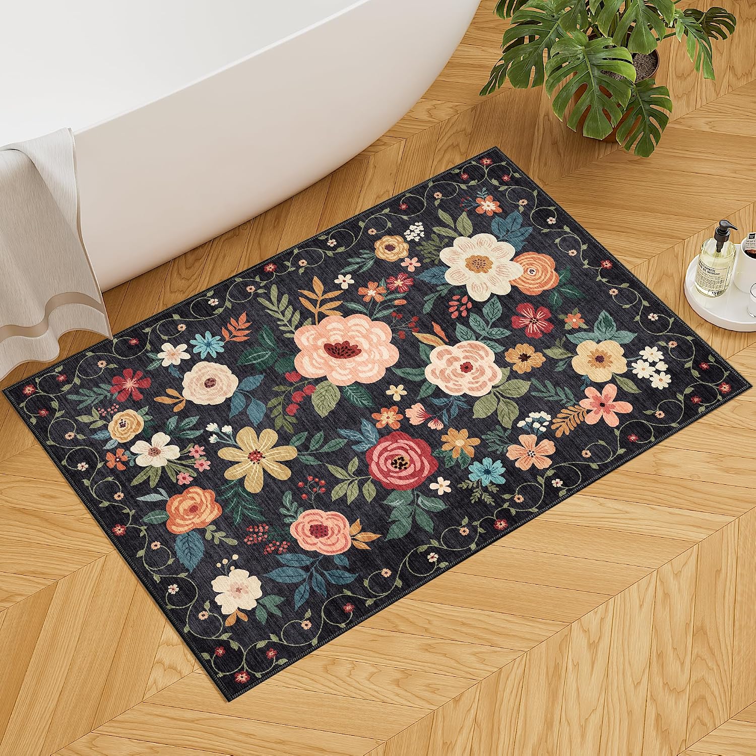 Detalle 2 de DUKINO 2x3 Floral Washable Entryway Rug