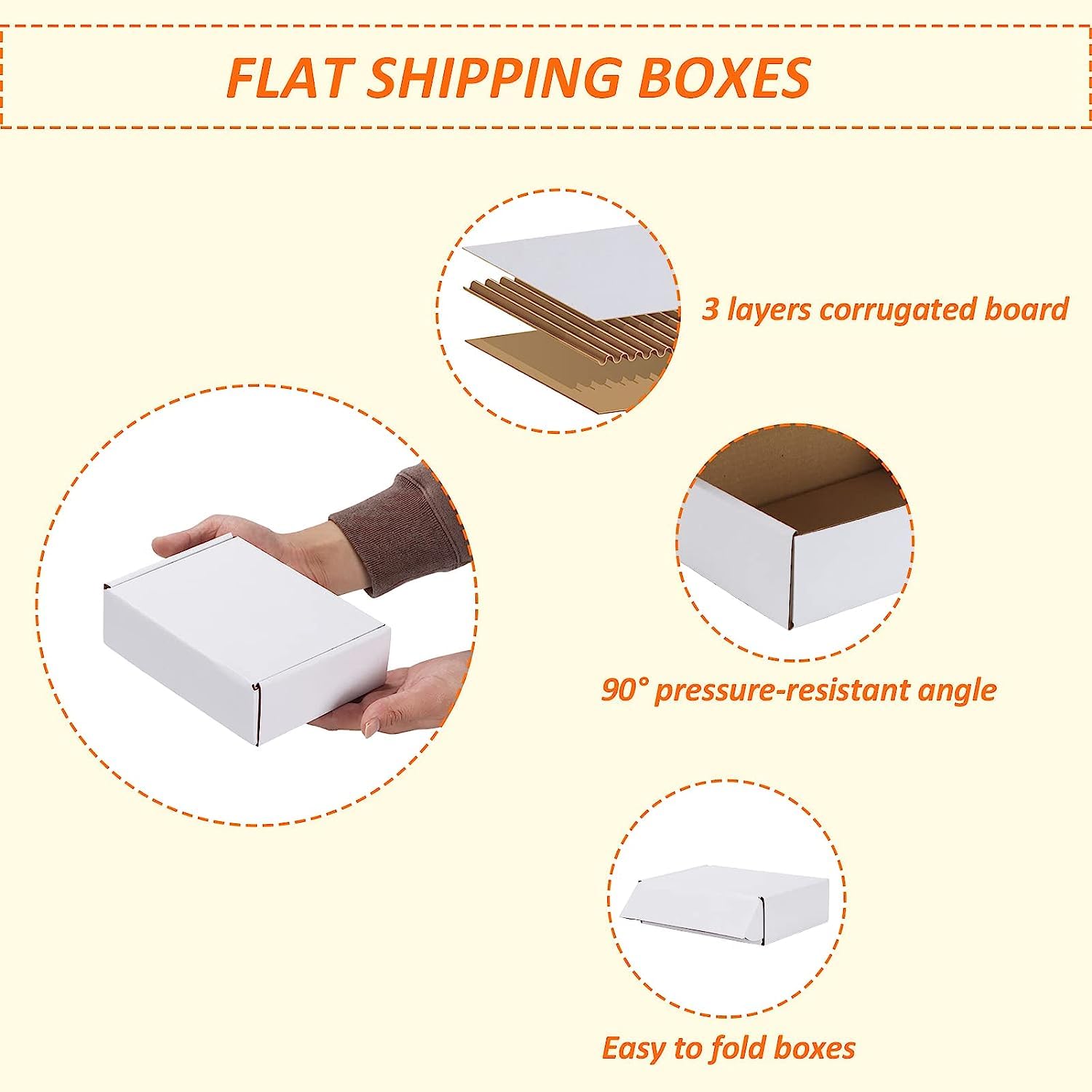 Thumbnail 2 de HORLIMER 50 Pack 7x5x2 Inch Small Cardboard Boxes for Posting (17.8x12.7x5.1 cm) – White Shipping Boxes