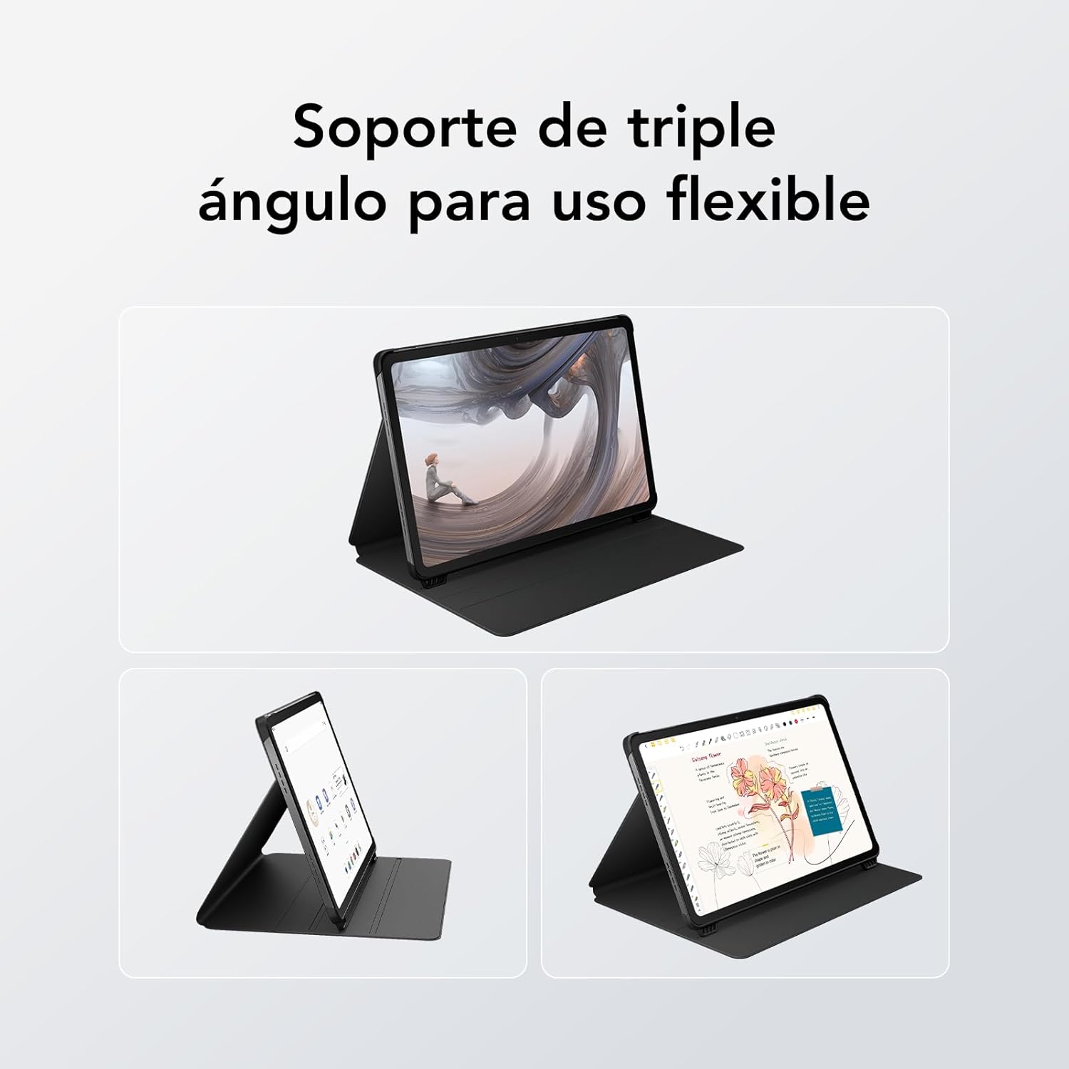 Thumbnail 5 de TCL Tab 11 Gen 2 tablet case – slim PU leather flip cover with 3 viewing angles, magnetic stylus holder & auto sleep/wake (Black)