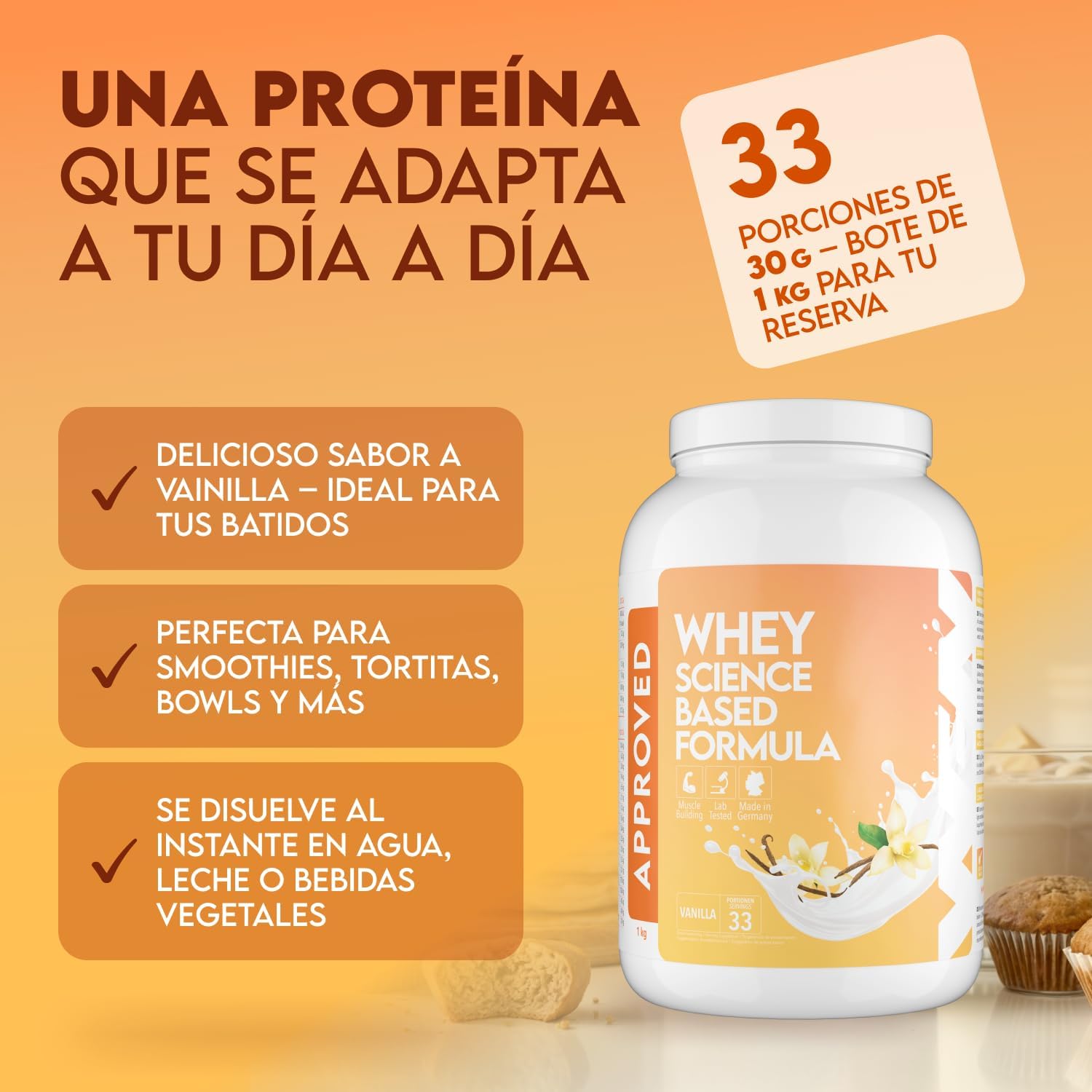 Detalle 2 de WFN Approved Whey Vainilla 1kg 🥤 Proteína en polvo alemana