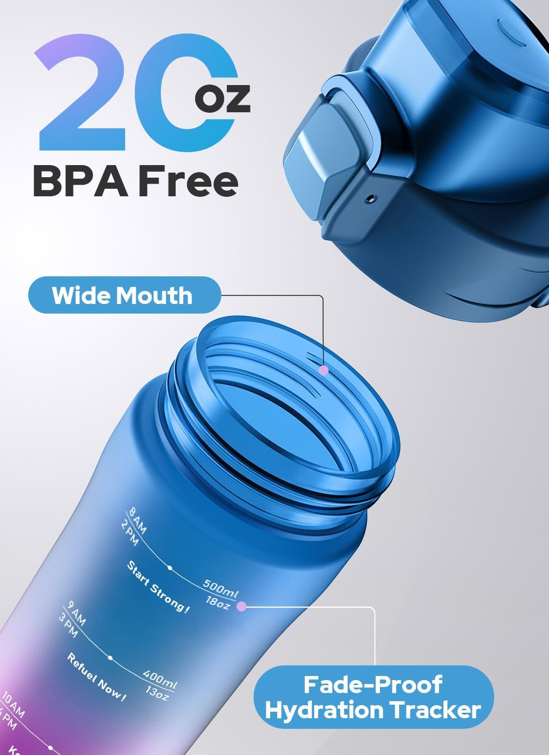 Thumbnail 6 de Opard 600ml Tritan Zip Bottle with dishwasher-safe flip-top lid (BPA free, leakproof)
