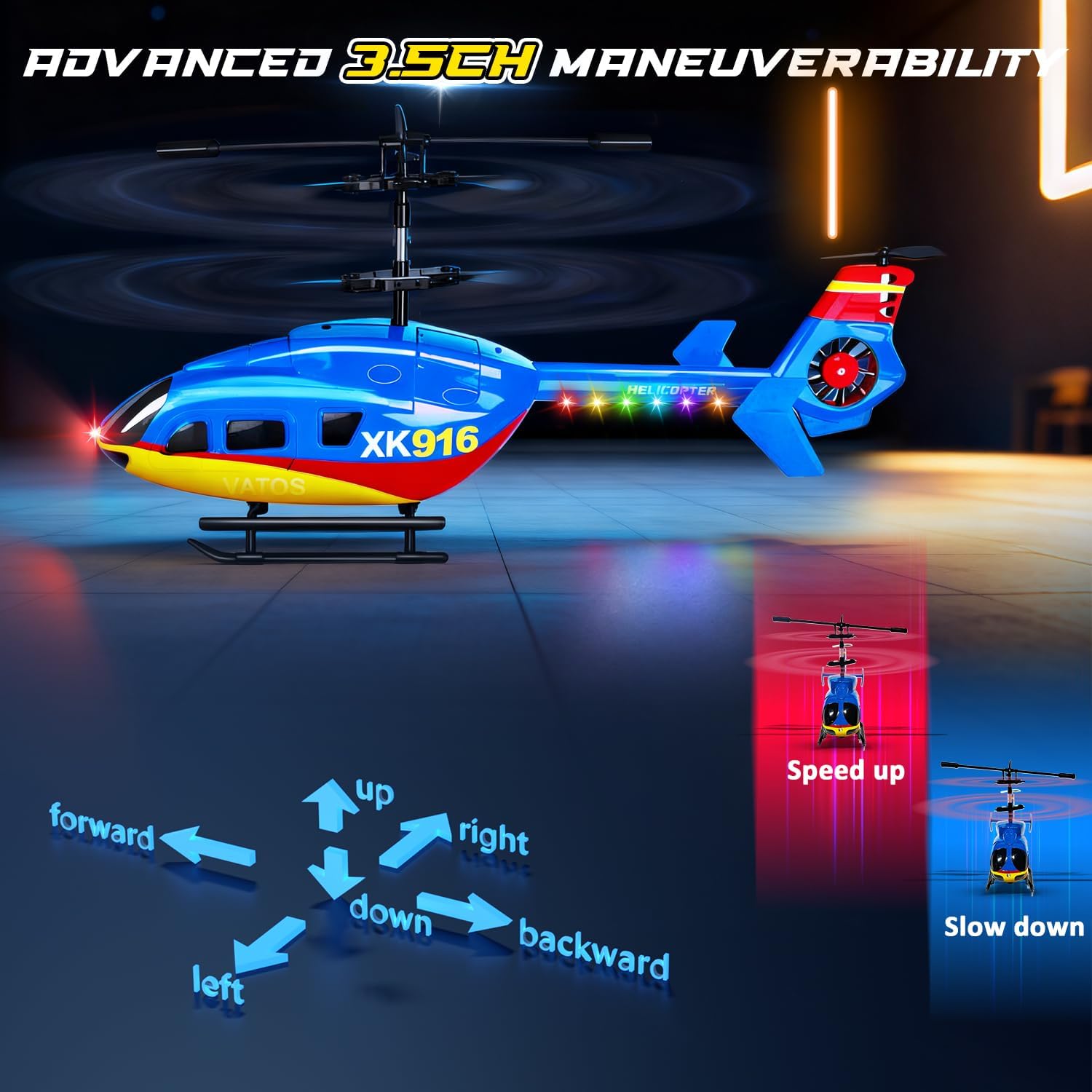 Thumbnail 6 de VATOS Hubschrauber Ferngesteuert 2,4 GHz – 3,5-Kanal Mini-Hubschrauber mit LED & Gyro, ideal für Einsteiger