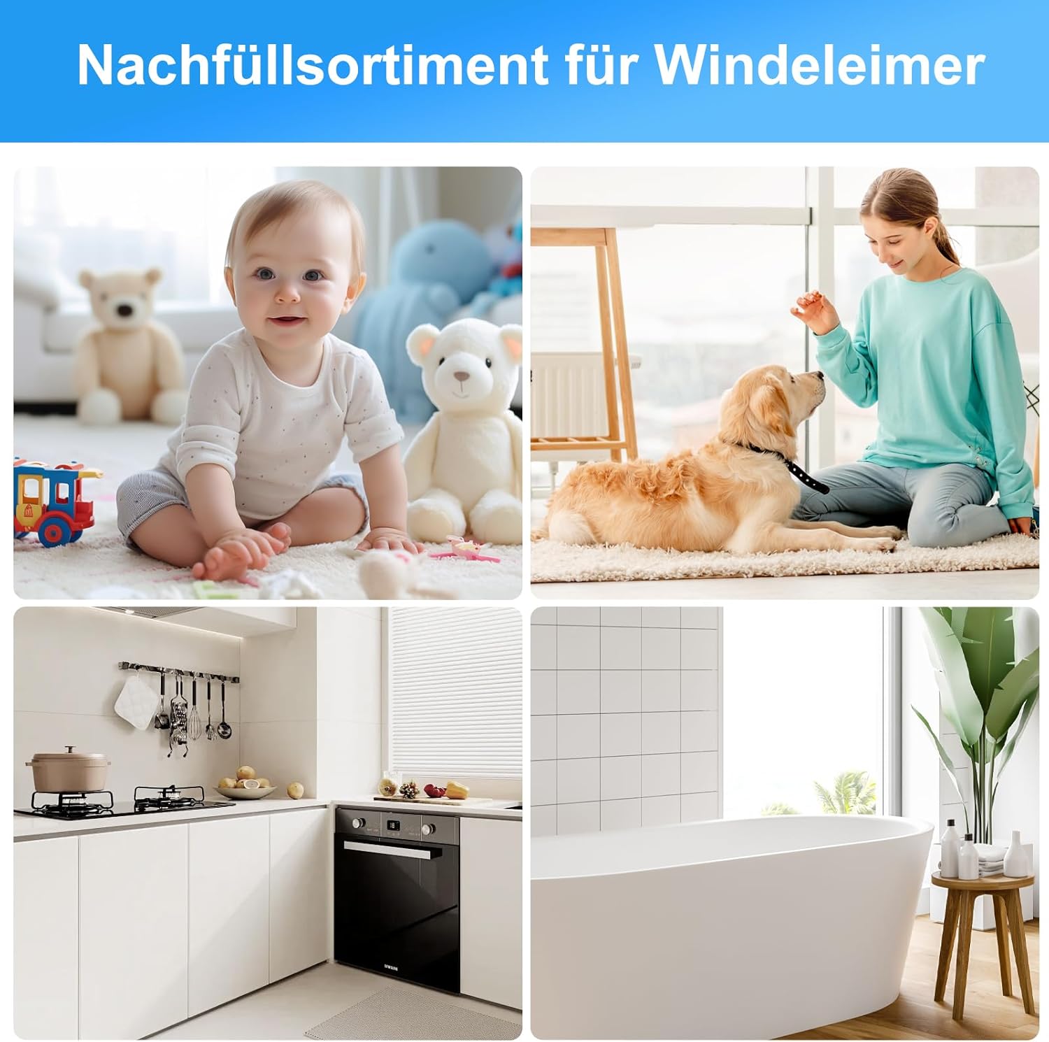 Thumbnail 4 de 9 Stück Windeleimer Nachfüllkassetten – Nachfüllbeutel für Windeleimer & Katzenstreueimer (4,5 m)