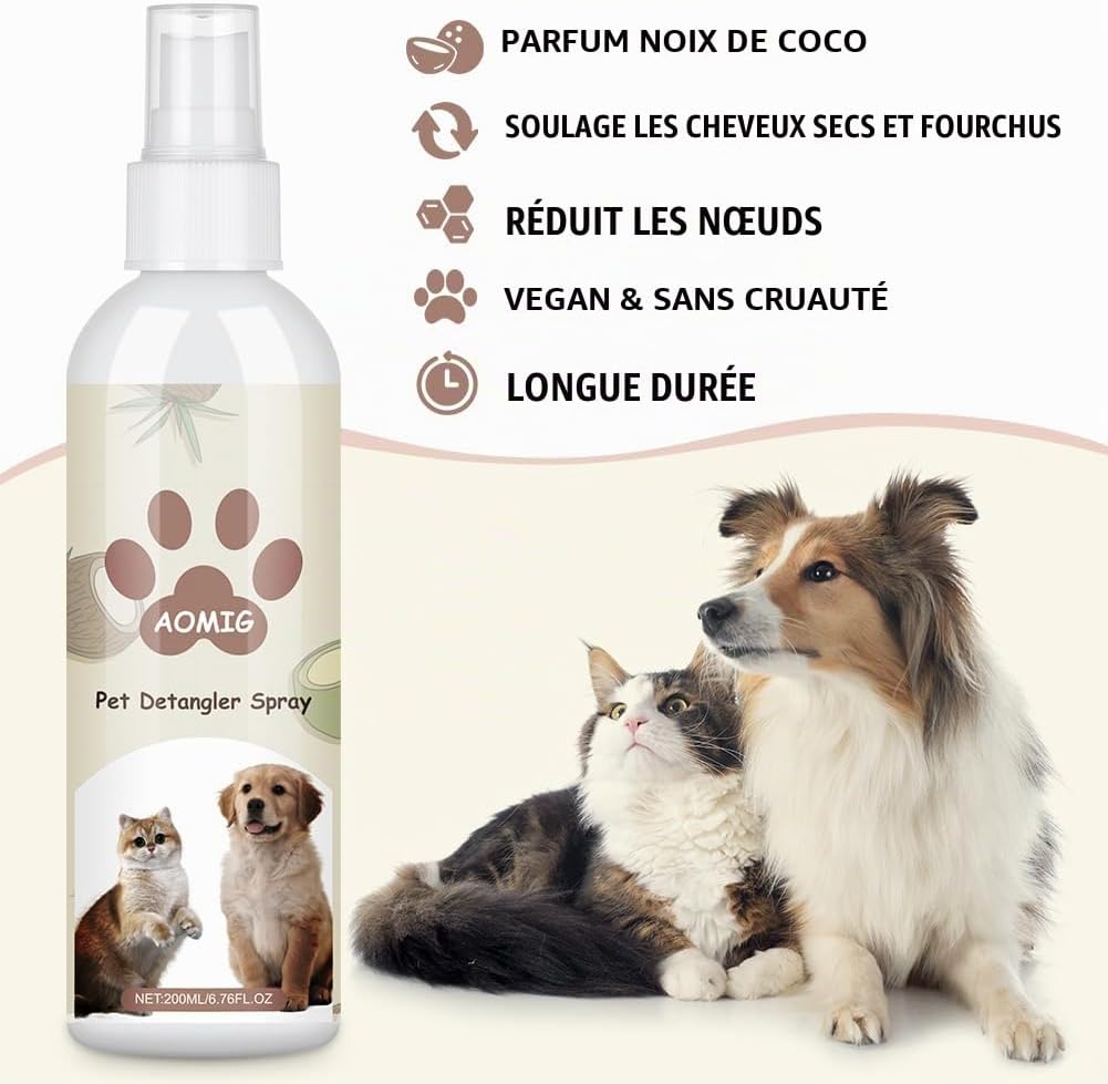 Detalle 2 de AOMIG ontwarrende spray voor honden en katten, 200 ml, kokosgeur