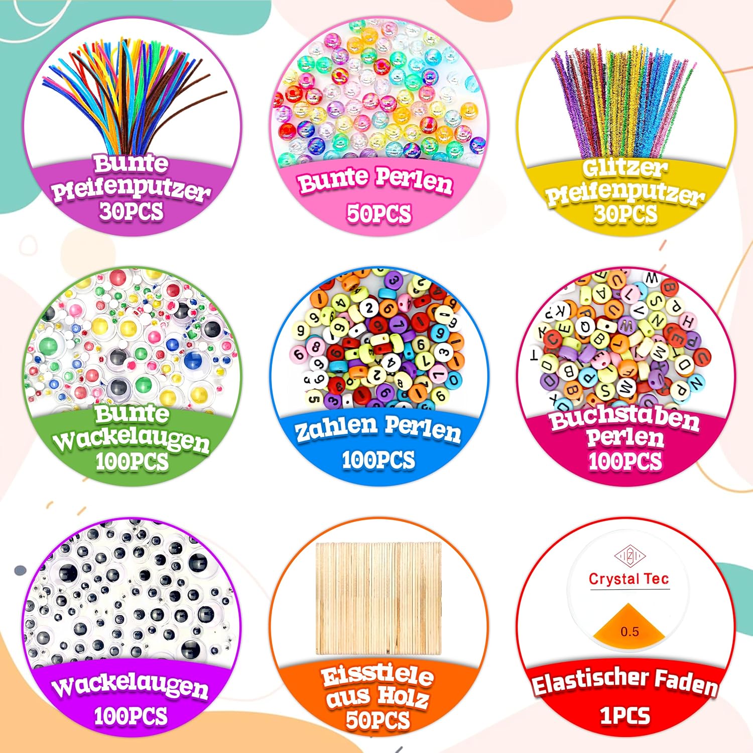Detalle de LINAYE Bastelset 3000+ Stück Bastelbox für Kinder