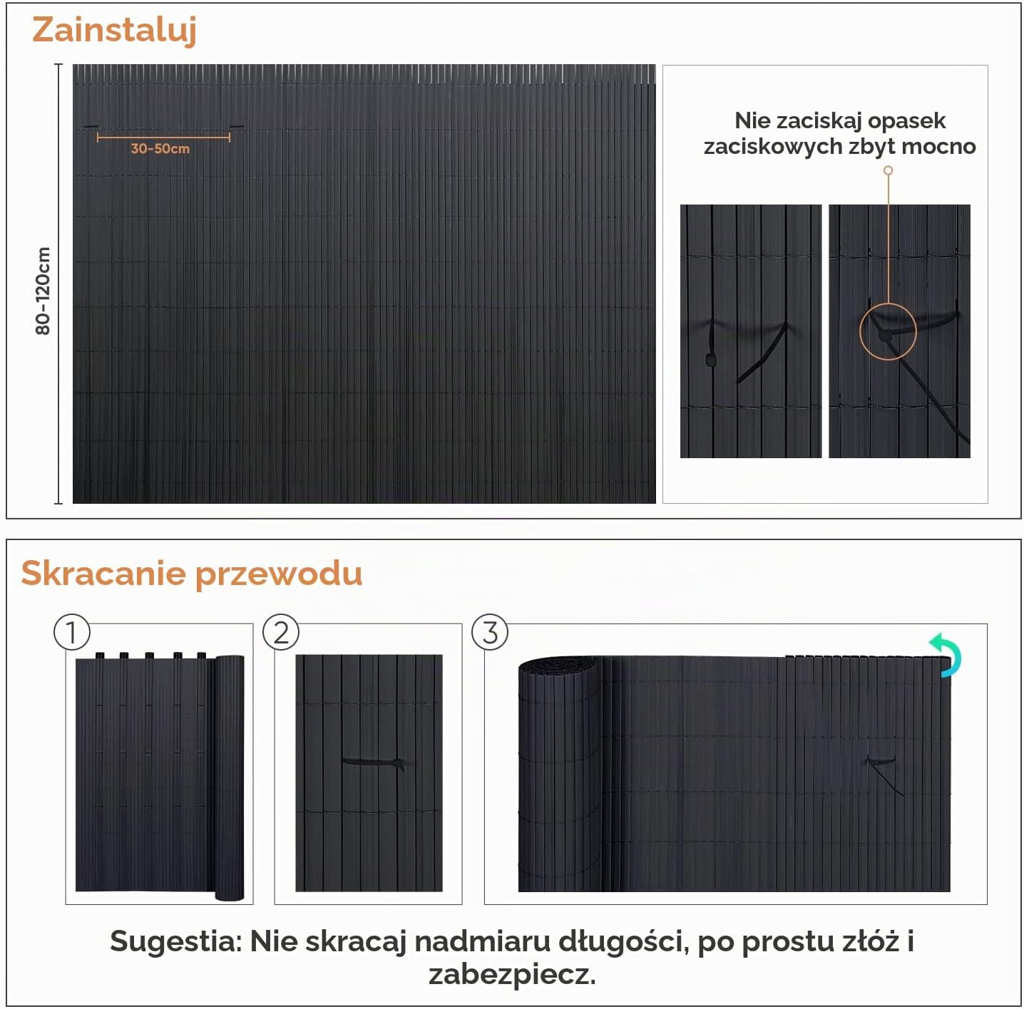 Thumbnail 5 de Sekey kratka osłonowa z PVC 160 × 400 cm, antracytowa, podwójnie wzmocniona