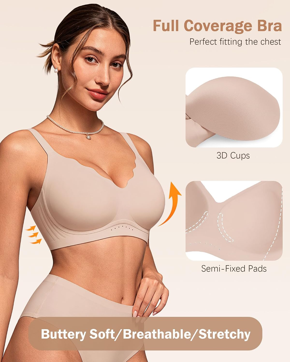 Detalle de HORISUN Wireless Bra, A–DDD Cups