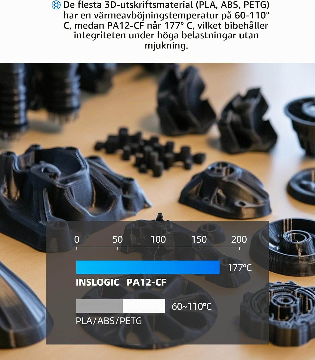 Thumbnail 2 de Inslogic PA12-CF Nylonfilament 1,75 mm, 1 kg – kolfiberförstärkt
