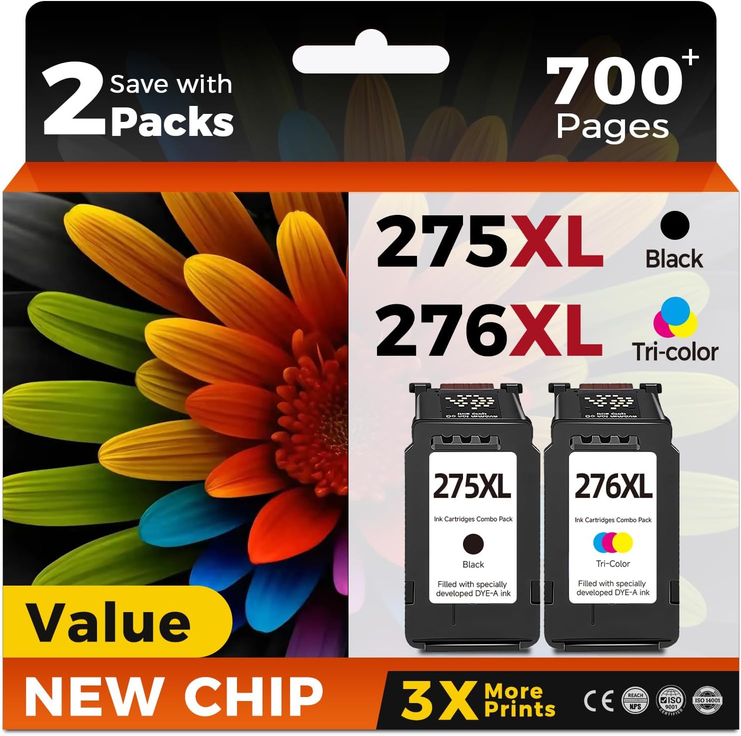 Detalle de Skyink 275XL/276XL Compatible Ink Cartridges (2-Pack Combo) for Canon Pixma TS & TR Series