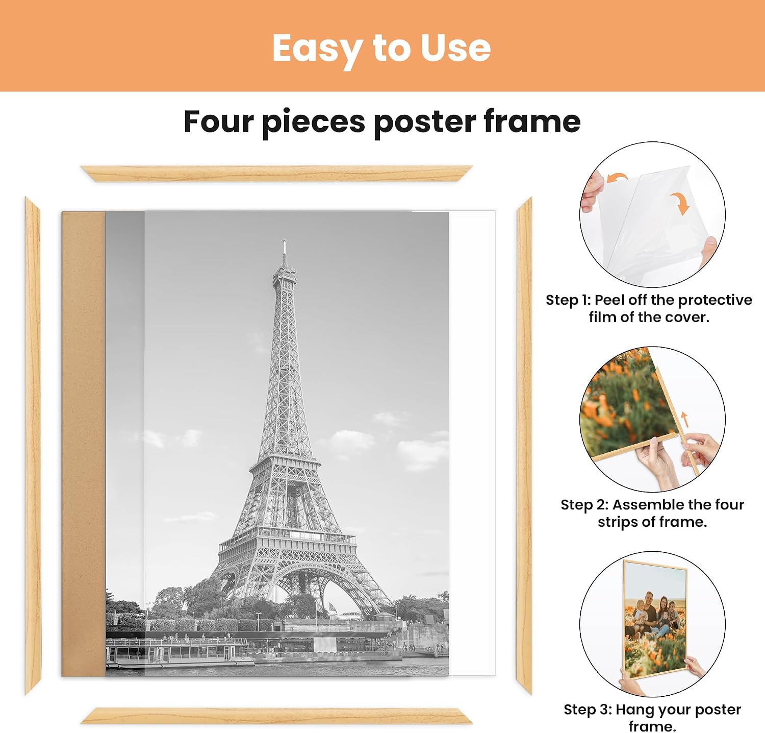 Detalle de upsimples 12x16 Picture Frame Natural 3 Pack