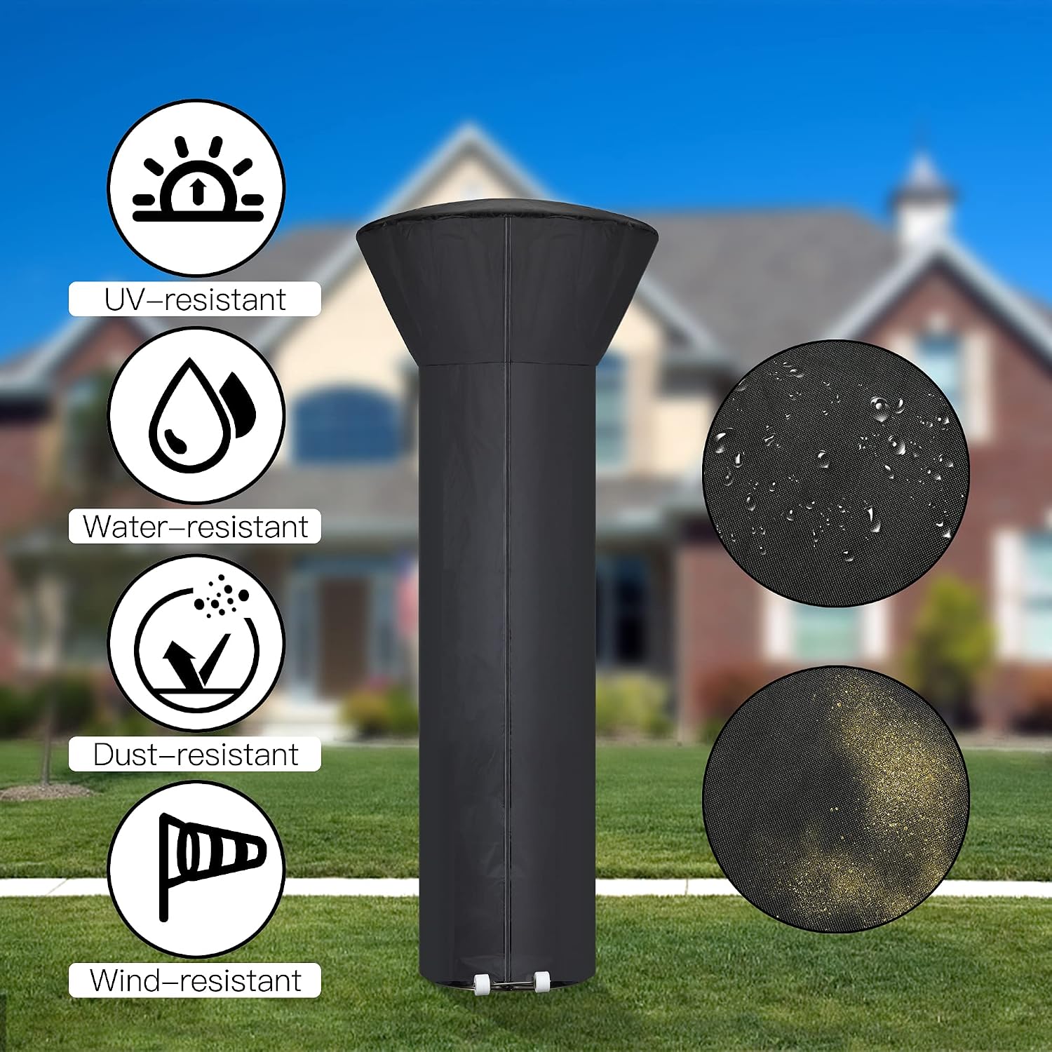 Detalle de Hualedi Patio Heater Cover, 89-Inch Oxford Fabric with Zipper