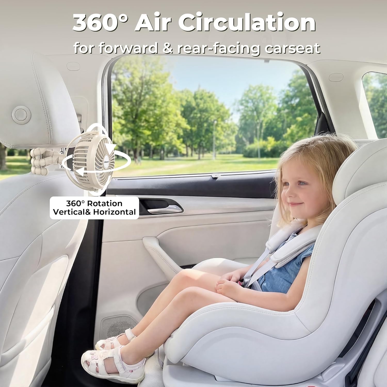 Thumbnail 4 de Amacool Pram Fan – Battery Operated Clip-On Stroller Fan with 3 Speeds, Rotatable Head & Flexible Tripod Legs (White)