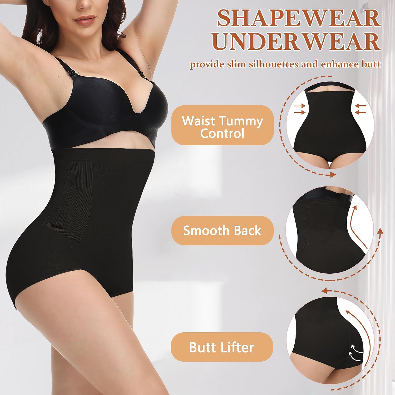 Detalle de Niceuare Tummy Control Shapewear High-Waisted Seamless Briefs