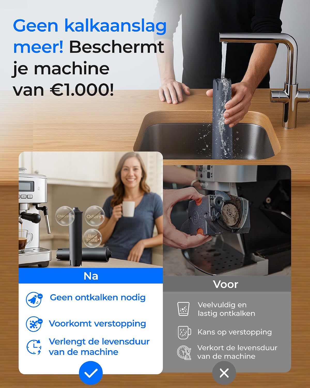 Detalle 1 de Waterdrop WD-03-Smart koffiewaterfilter voor Jura, RFID en 3-pack