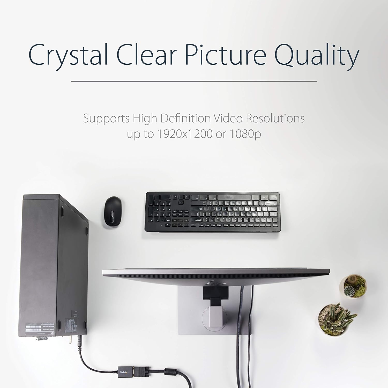 Detalle de StarTech Adaptateur DisplayPort vers VGA Actif DP2VGA2 – Connexion fiable DP/DP++ vers VGA 1080p