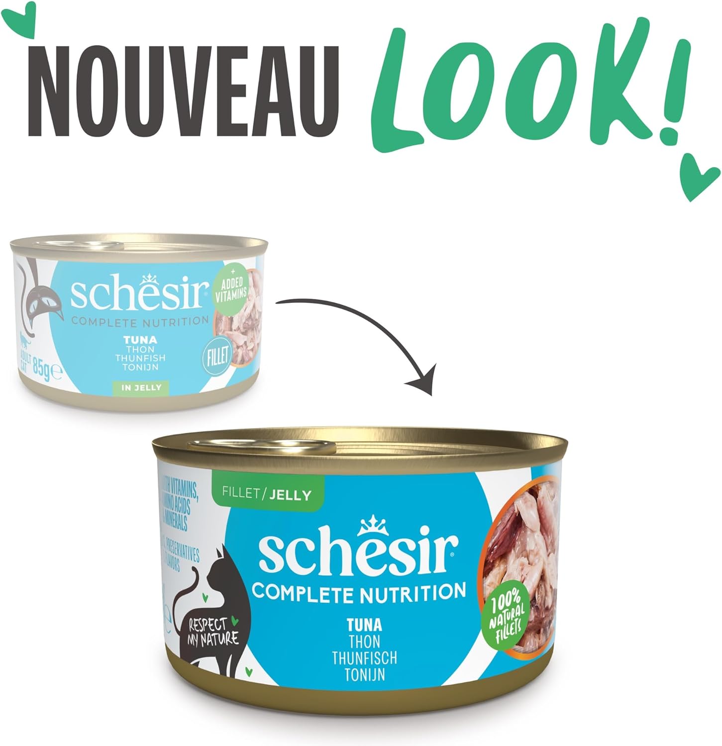 Detalle de Schesir Thon avec Poulet en Gelée – Nourriture humide pour chats, conserve, 12 x 85 g