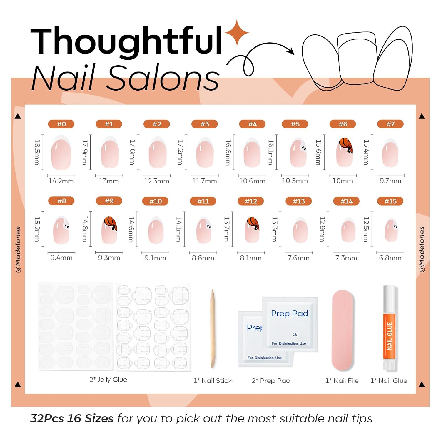 Detalle 2 de Modelones Press-On Nails, 32-Piece Kit