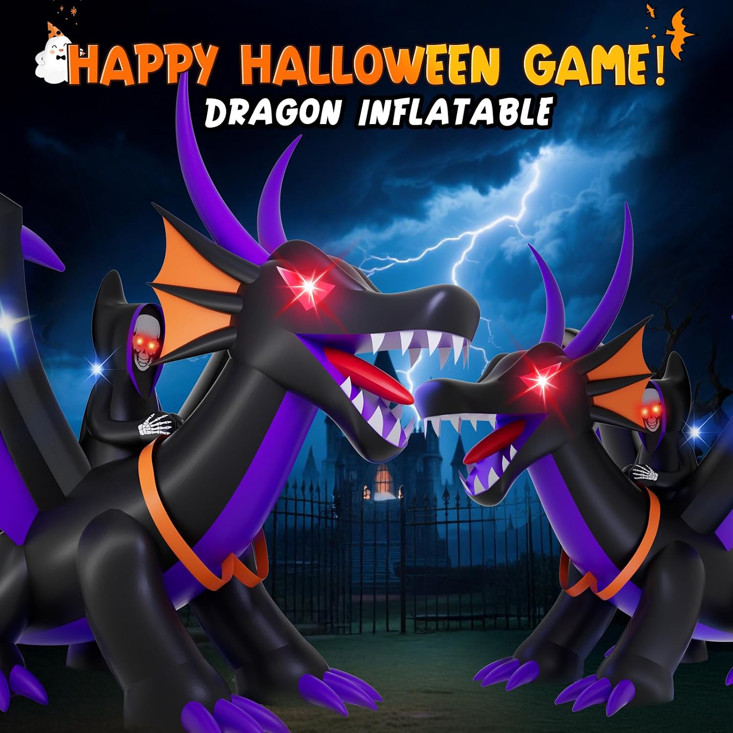 Thumbnail 6 de Skirfy 7FT Halloween Inflatable Dragon with LED Lights for Outdoor Displays