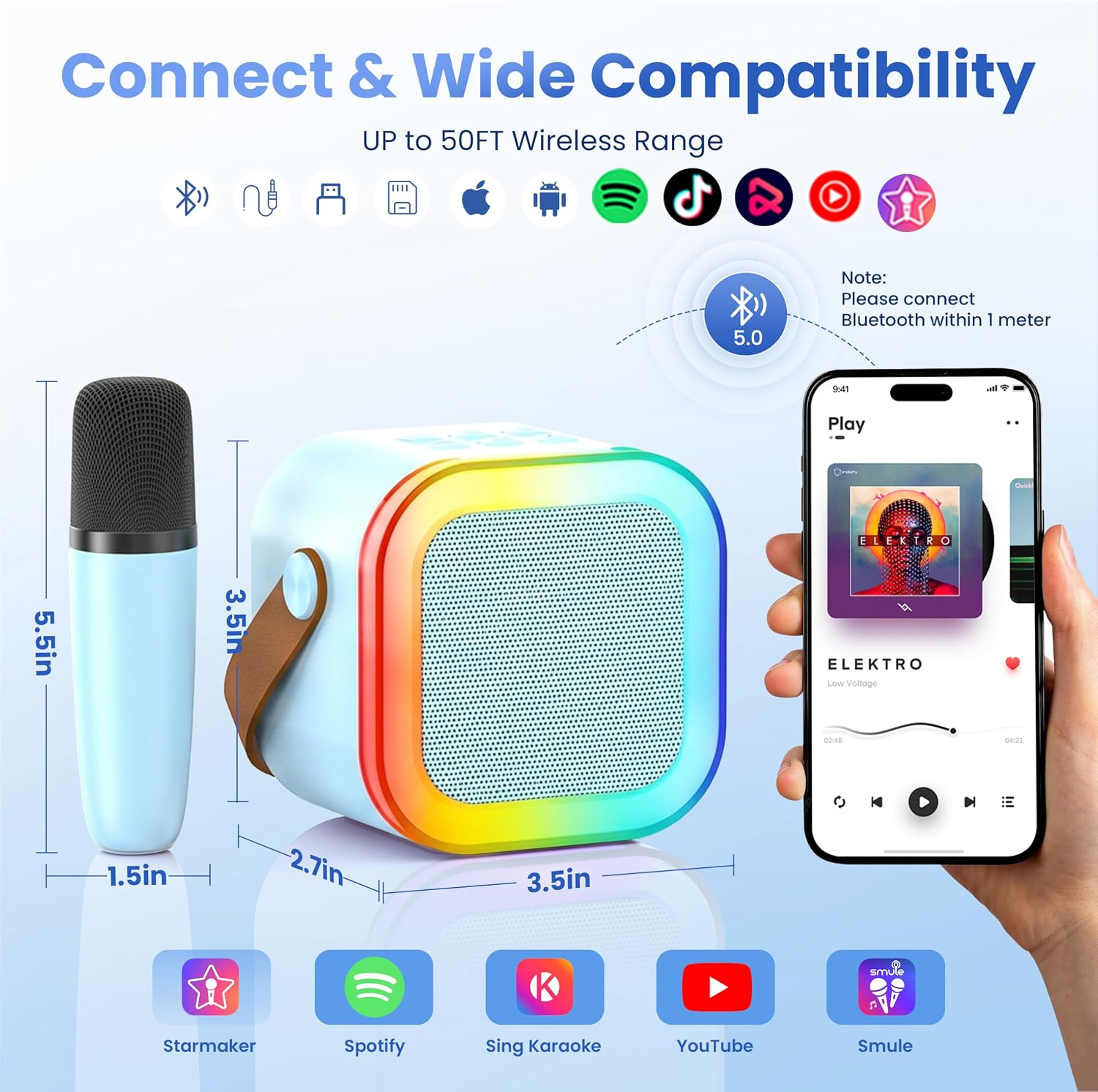 Thumbnail 4 de Portable Karaoke Mini Microphone Bluetooth Speaker 1 🎤