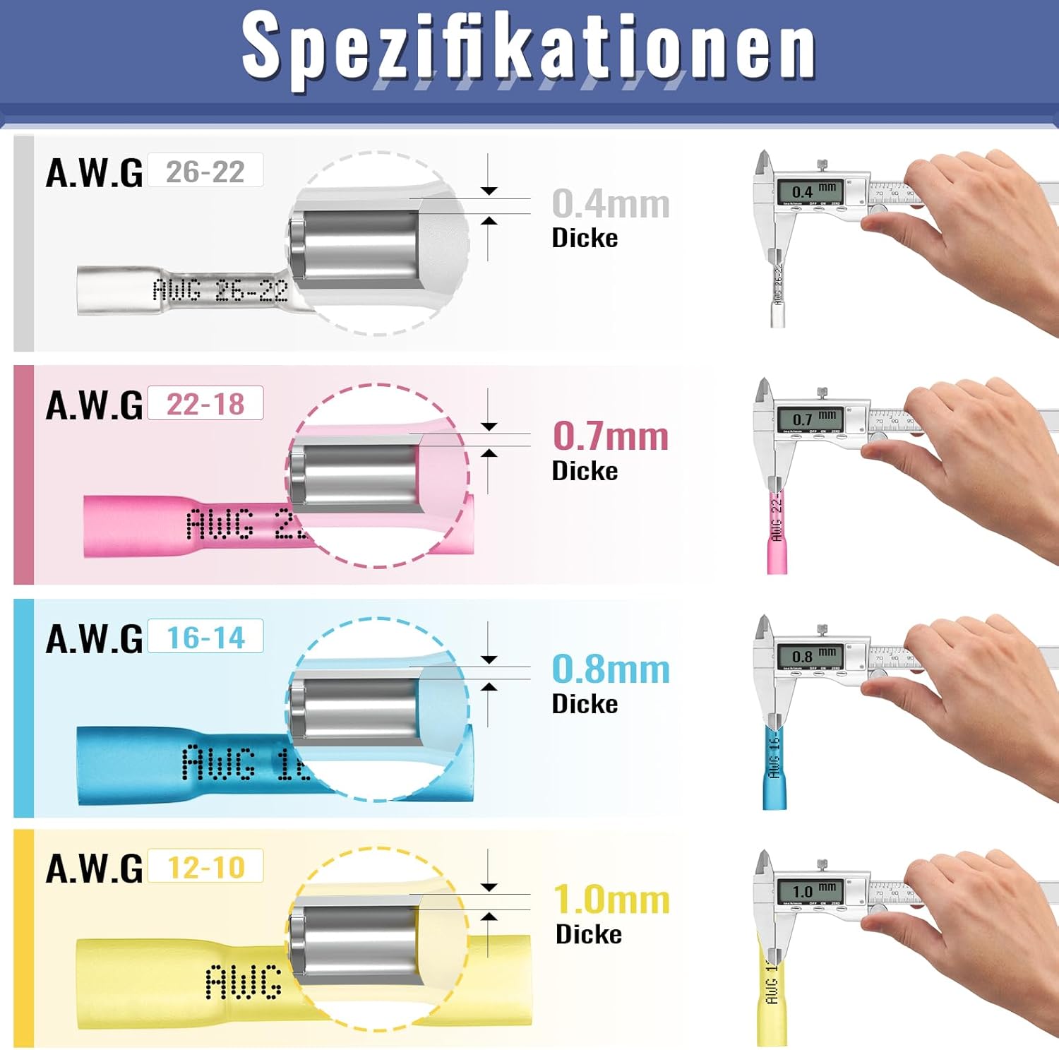 Thumbnail 1 de Estmoon Crimpzange für Schrumpfverbinder – 210 Stück Wärmeschrumpf-Stoßverbinder, 0,5–6 mm²