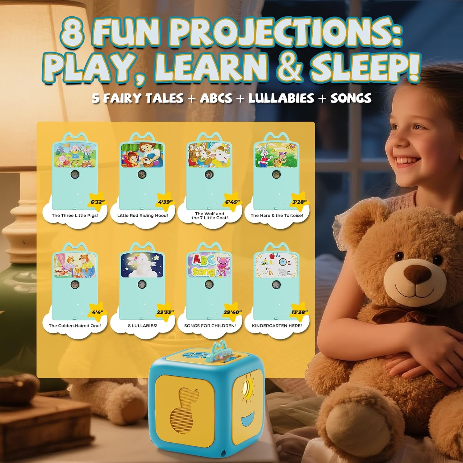 Detalle de Neikko GL01043 Kids Story Projector with Learning Cards, Music & Starry Light