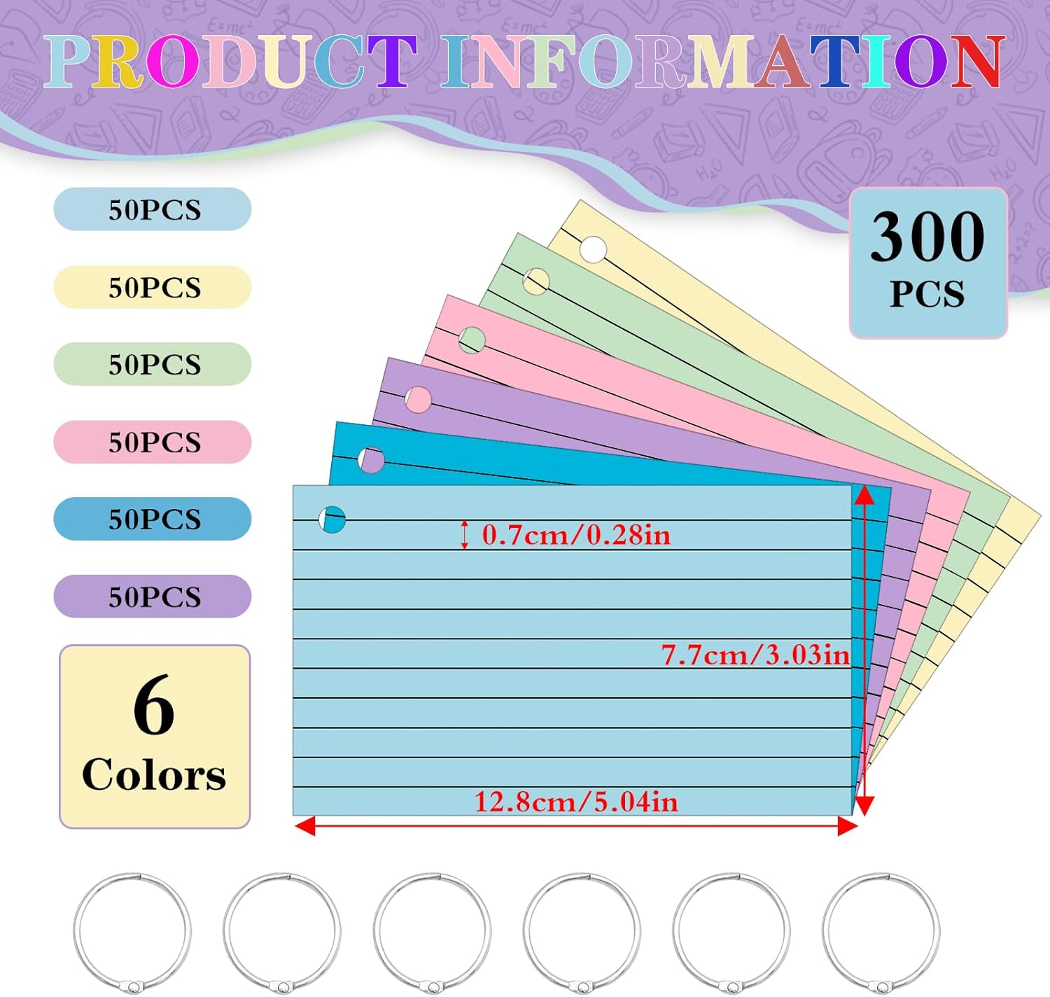 Detalle 2 de ojussa Flash Cards 300 PCS 3x5 inch