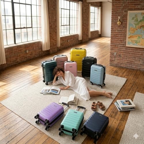 Thumbnail 6 de RAYKONG Maleta de cabina de ABS 40x30x20 cm (24 L) con ruedas desmontables y cerradura de combinación – Rosa claro