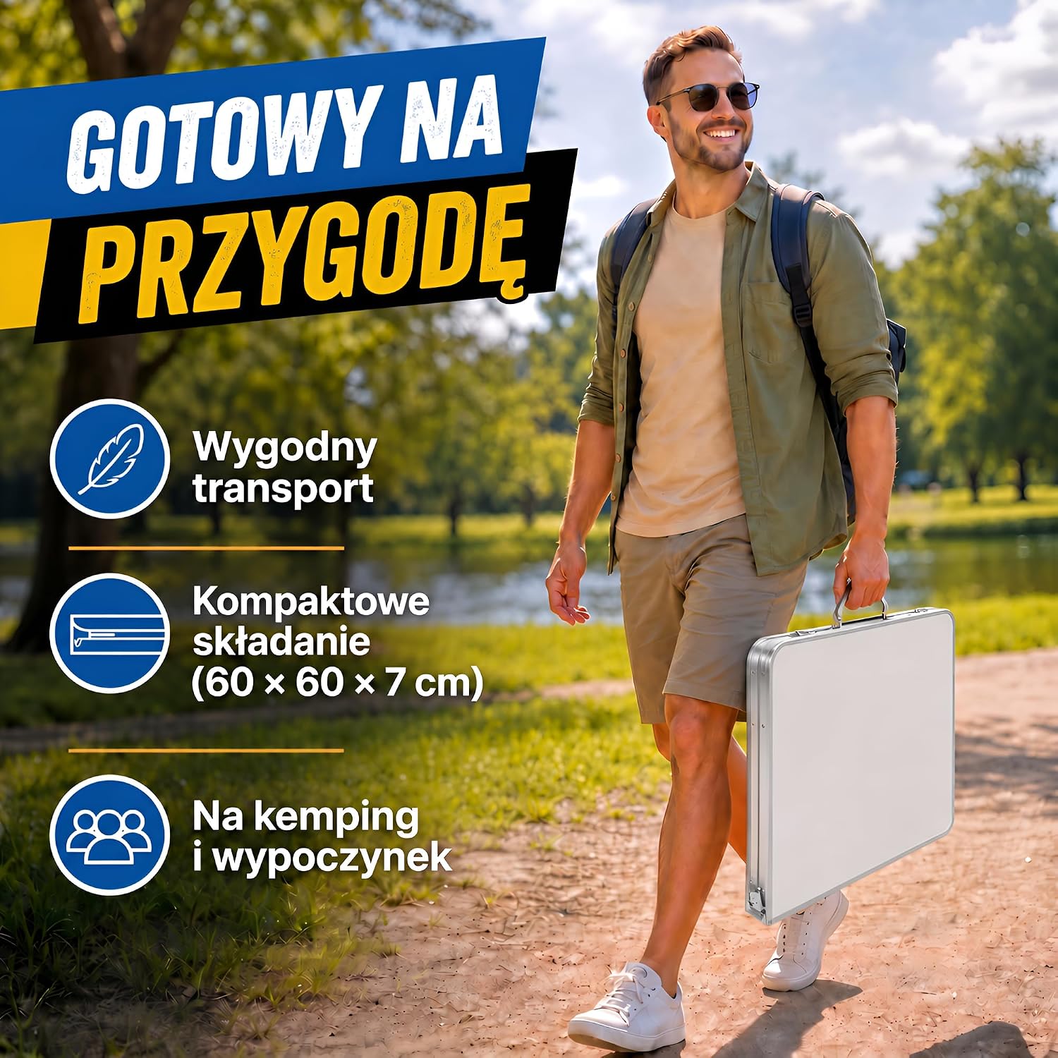 Thumbnail 6 de GOODS+GADGETS 3169011 – aluminiowy stół kempingowy 120 × 60 cm z 4 taboretami