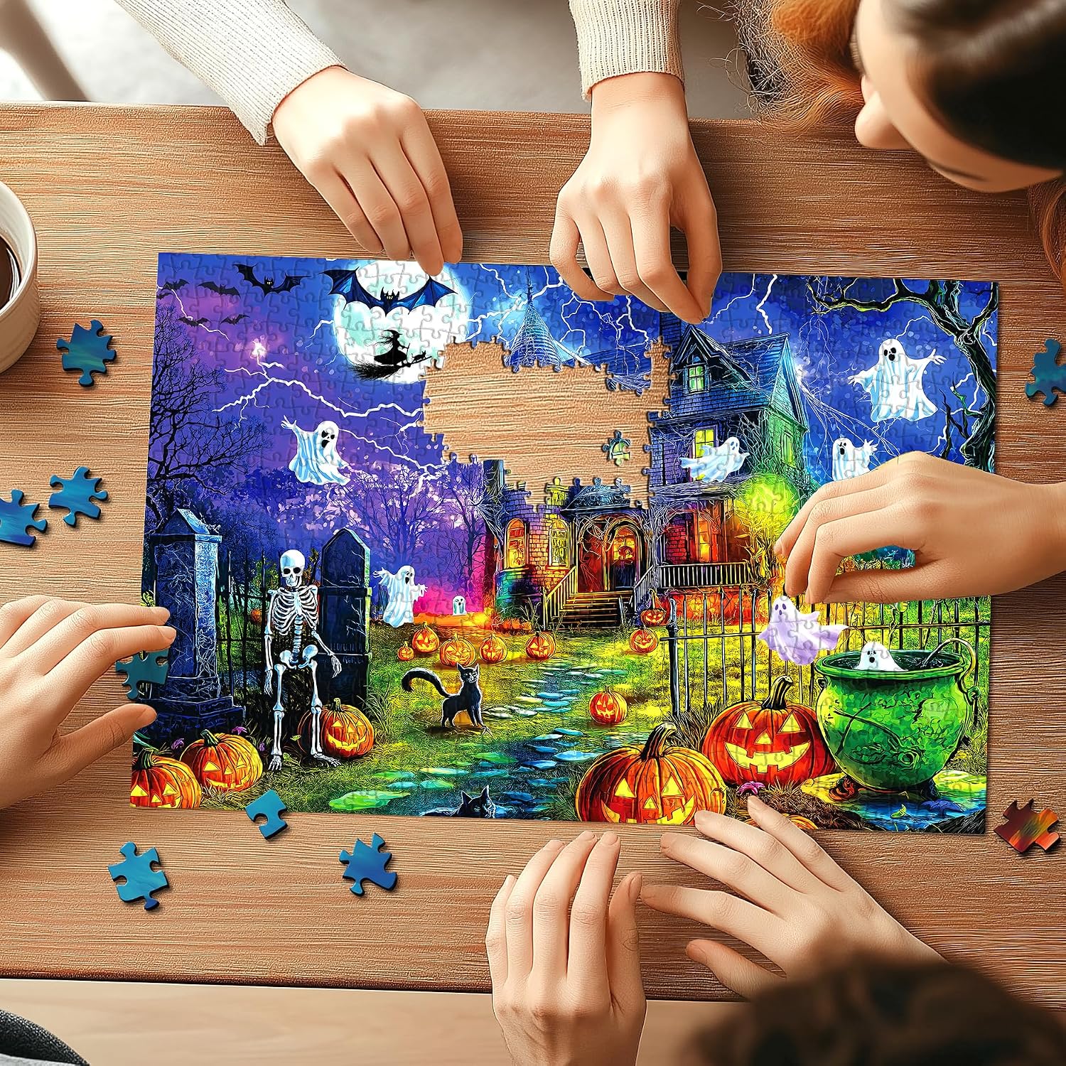 Thumbnail 4 de MINIWAN Hal-1000-hh 500-Piece Haunted House Halloween Jigsaw Puzzle