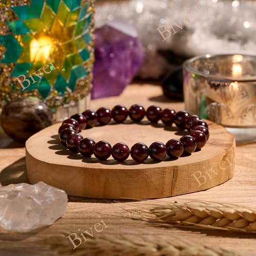 Thumbnail 3 de Bivei pulsera de cuentas Granate 8 mm Pasión & Energía, piedra semipreciosa natural elástica