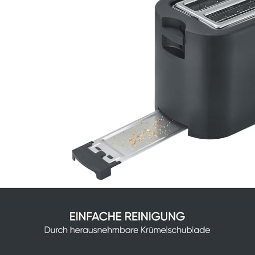 Detalle 2 de SEVERIN Toaster Langschlitz 4 Scheiben AT 2591 – matt-schwarz, inkl. Brötchenaufsatz