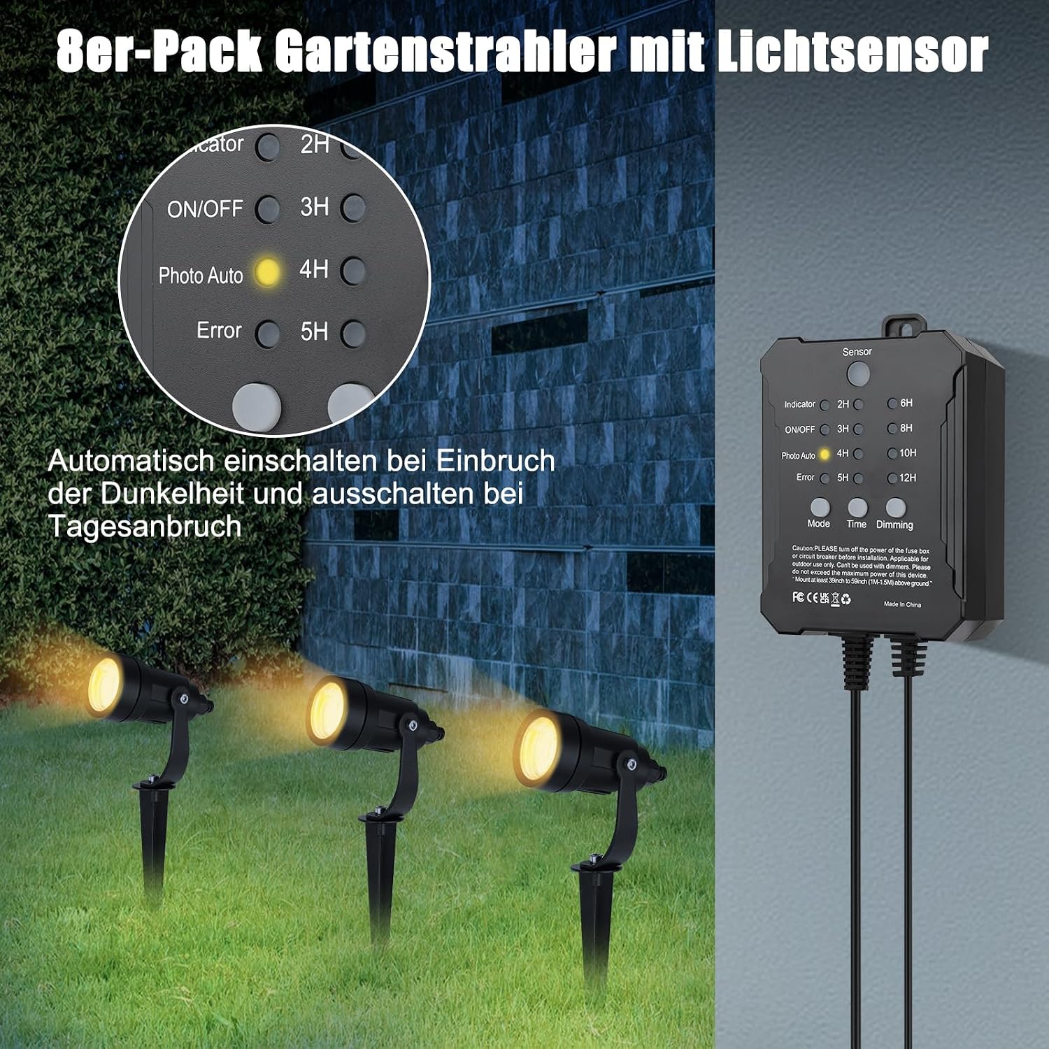 Detalle de COOLWEST Gartenstrahler Set 8er mit 20 m