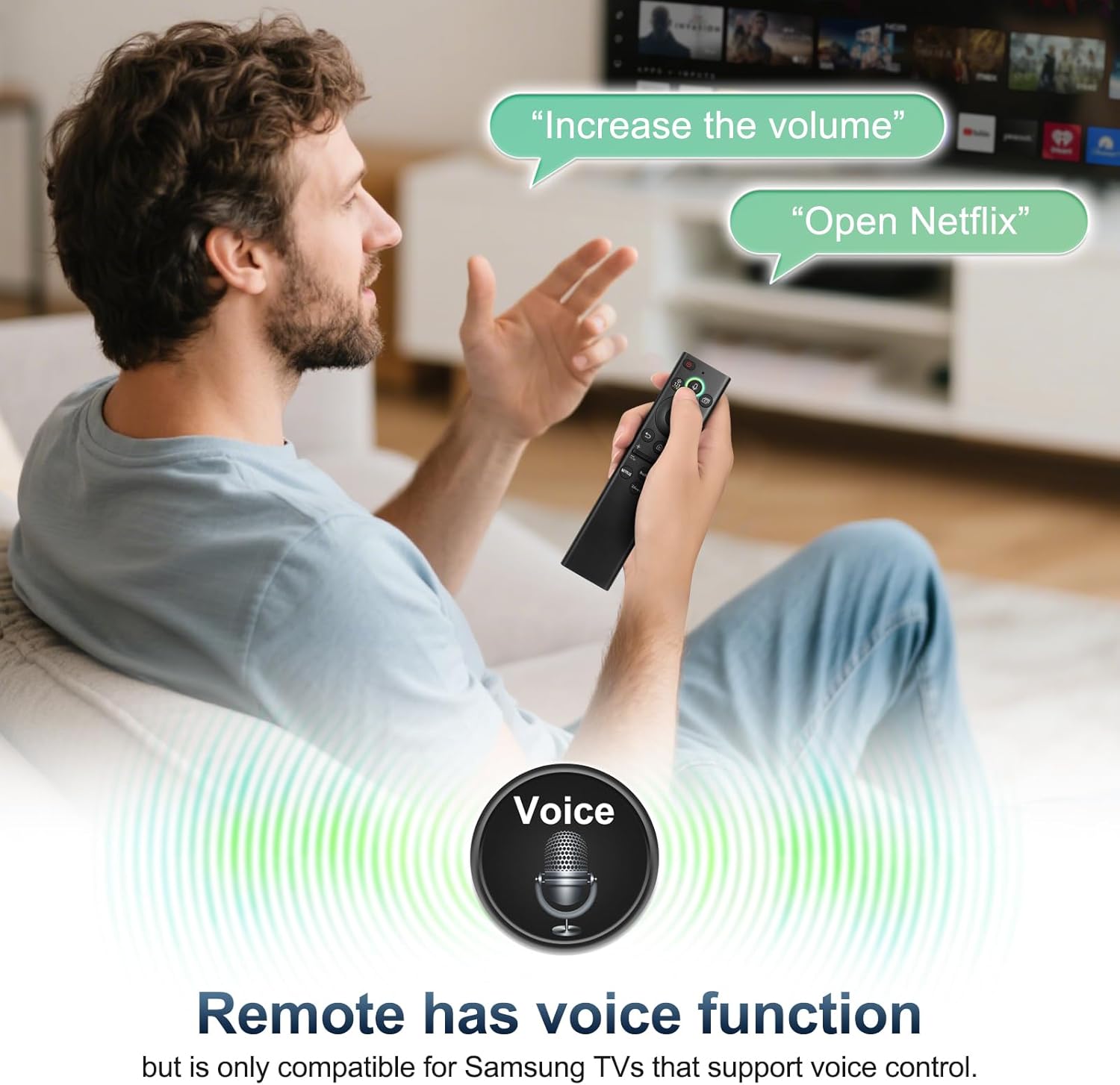 Detalle 2 de Samsung TV Universal Voice Remote (2019-2026) — Replacement Remote with 4 Shortcuts