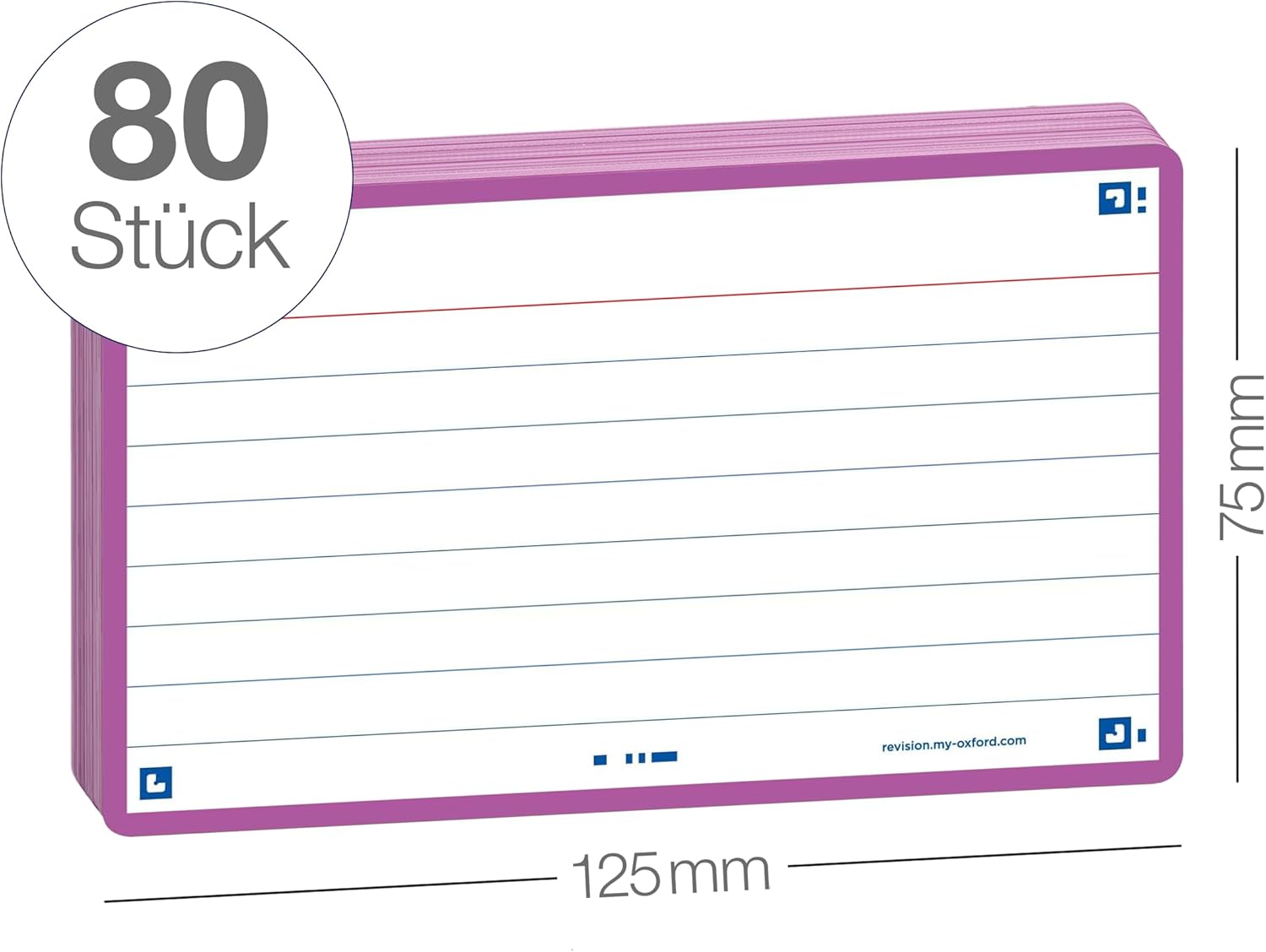 Thumbnail 3 de Oxford FLASH 2.0 A7 Karteikarten (75 x 125 mm), liniertes Lernkarten-Set, lila, 80 Blatt
