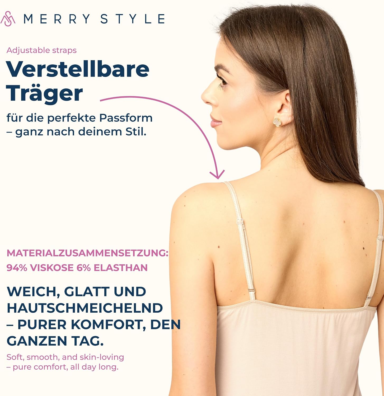 Detalle 2 de Merry Style Damen Unterkleid kurz Petticoat MS10-203 – knie LÄnge, einstellbare Träger