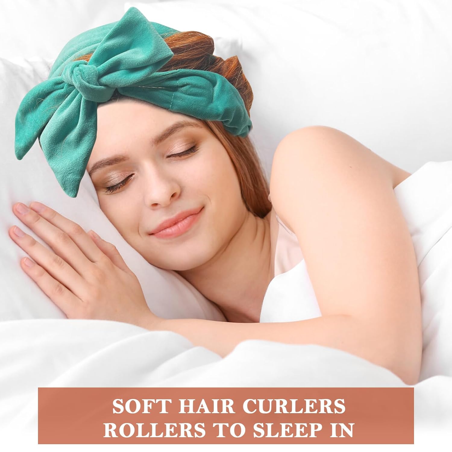 Detalle de weiwei Lockenwickler Über Nacht – Samt Heatless Overnight Curls Band, 70 Zoll, 9-teiliges Locken-Set (Grün)