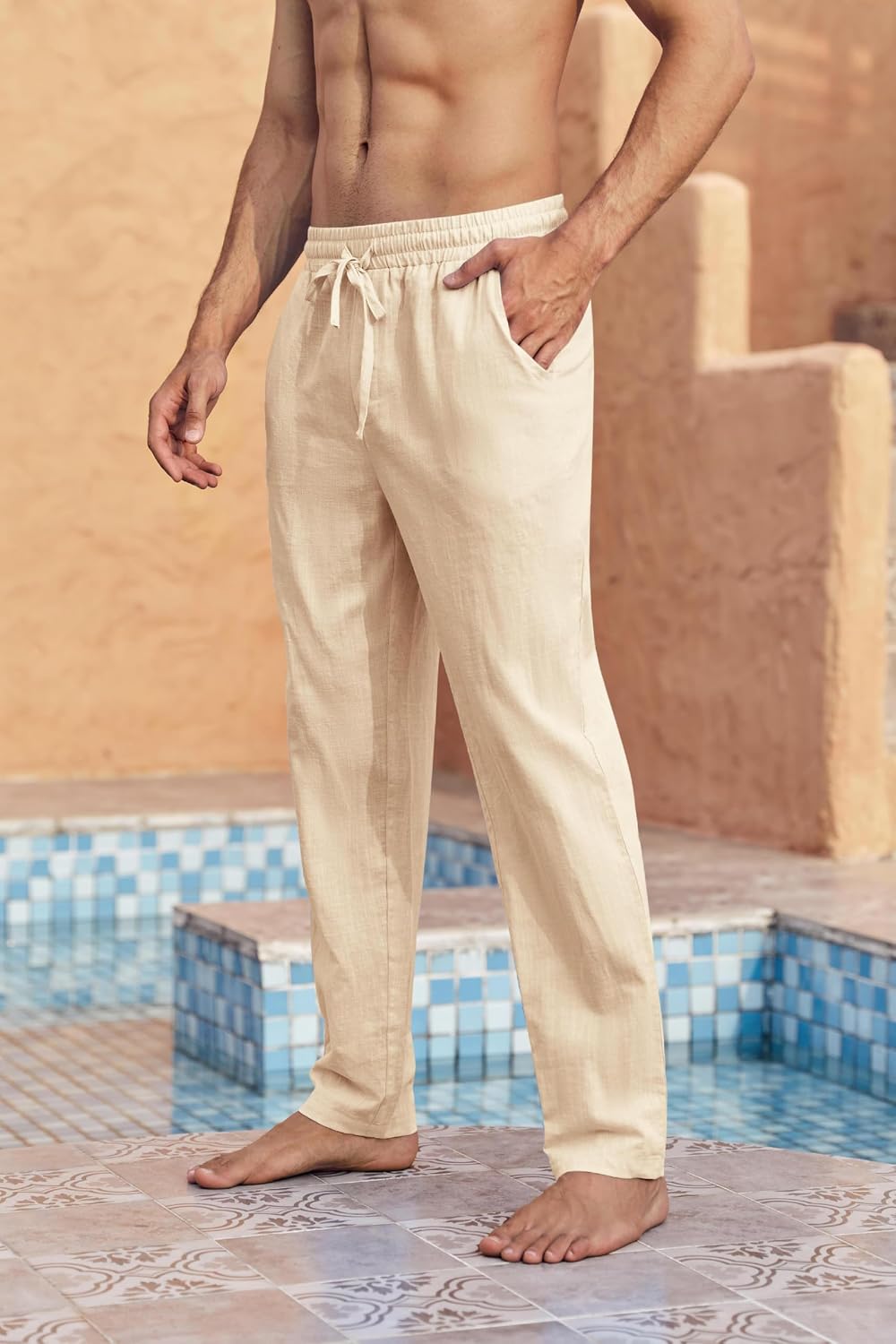 Detalle 2 de Runcati Leinenhose Herren Loose Fit 70% Baumwolle