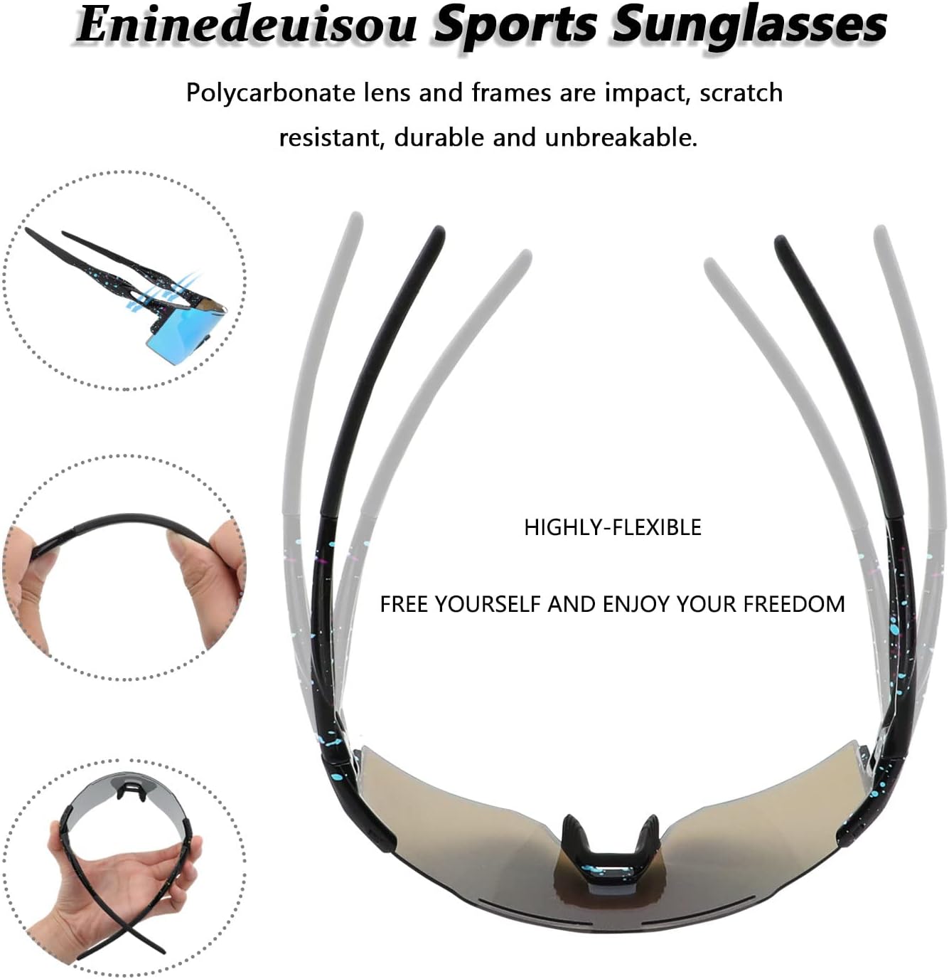 Thumbnail 4 de Eninedeuisou Sonnenbrille Fahrradbrille mit UV400-Schutz (Herren & Damen) – Sportbrille für MTB & Outdoor