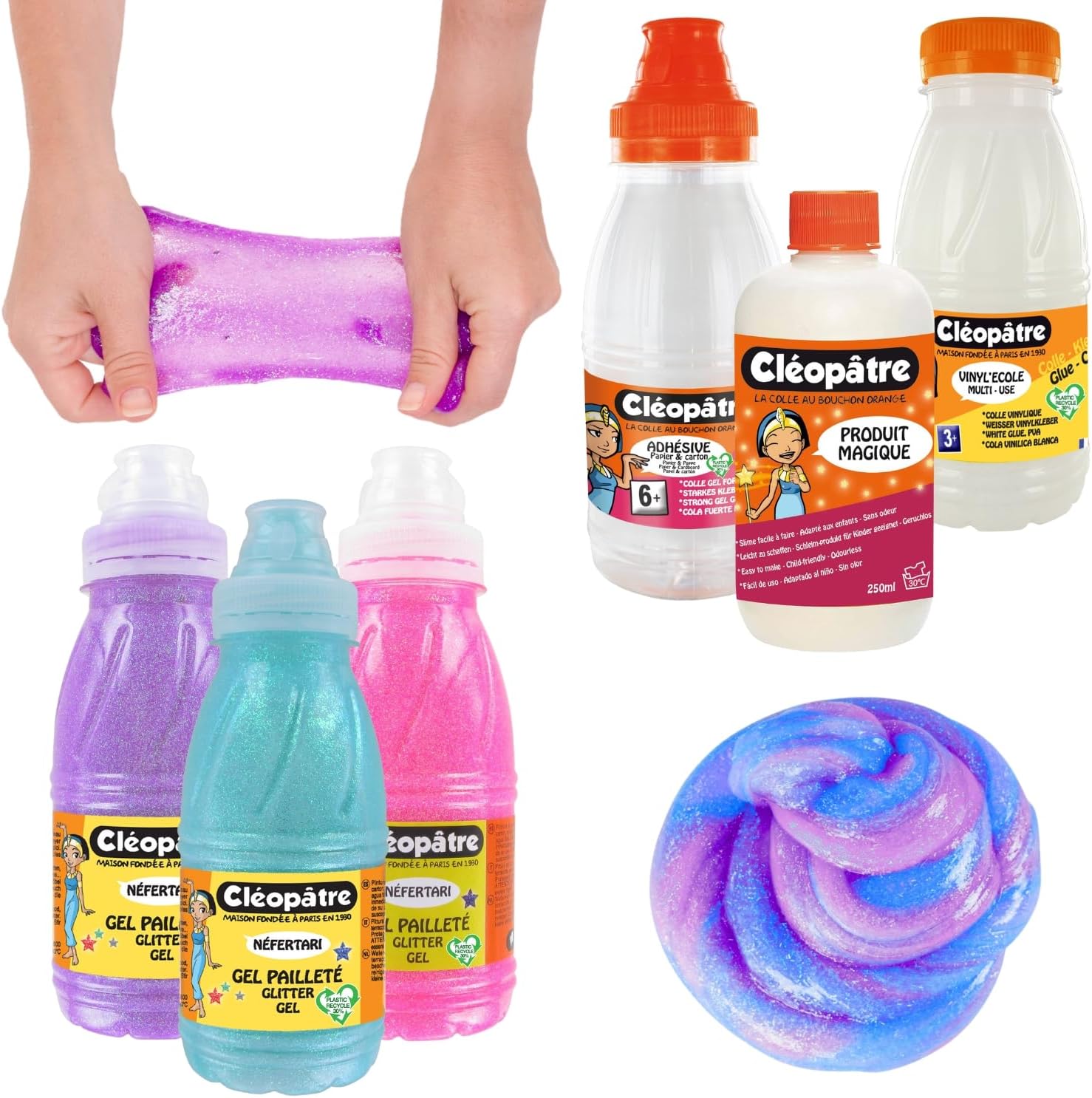 Detalle de CLEOPATRE – Kit de Slime : tout ce qu’il faut pour fabriquer des Slimes colorés et pailletés