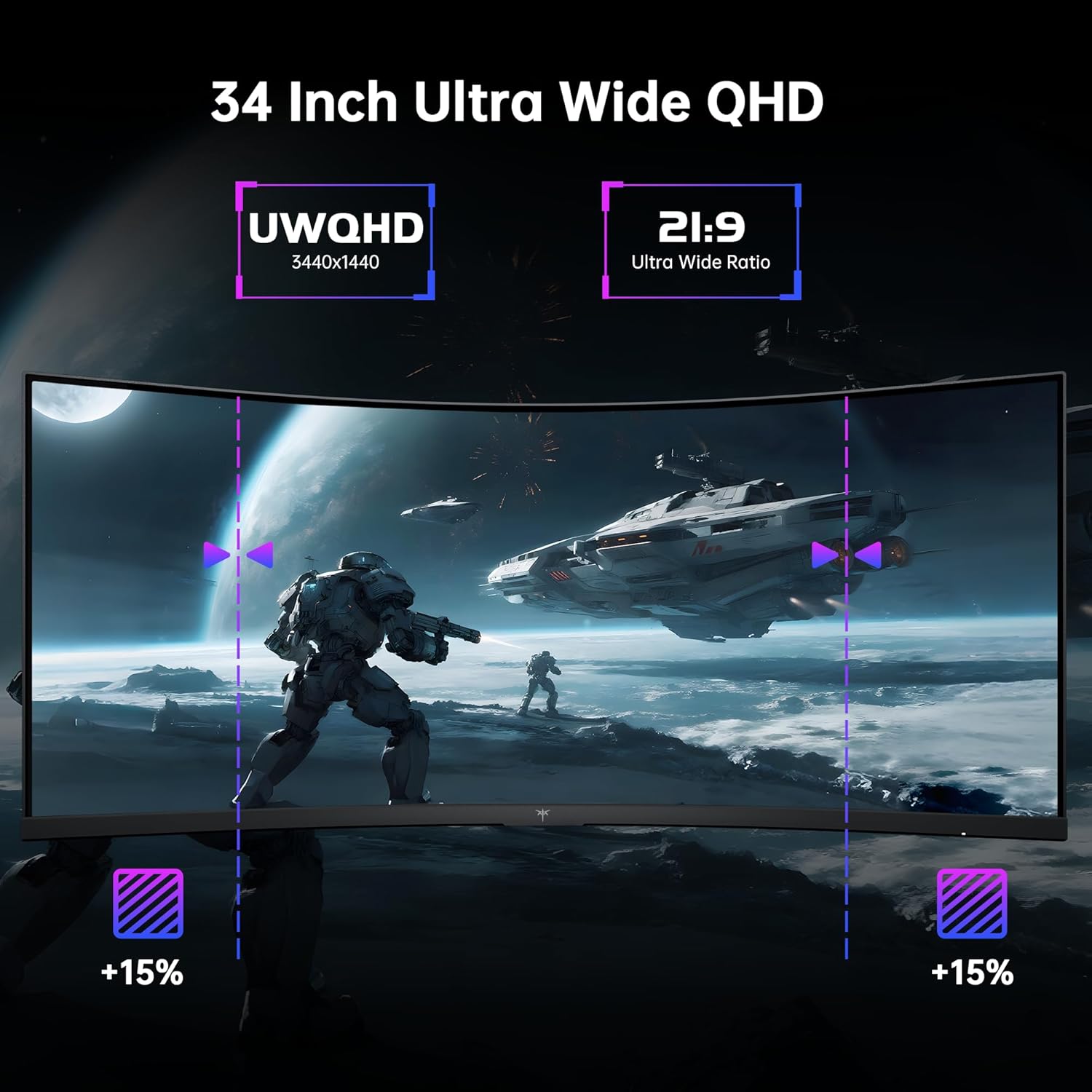 Thumbnail 3 de KTC H34S18S 34-inch Curved Ultrawide UWQHD Gaming Monitor (3440 x 1440, 180Hz, VA, HDR10)