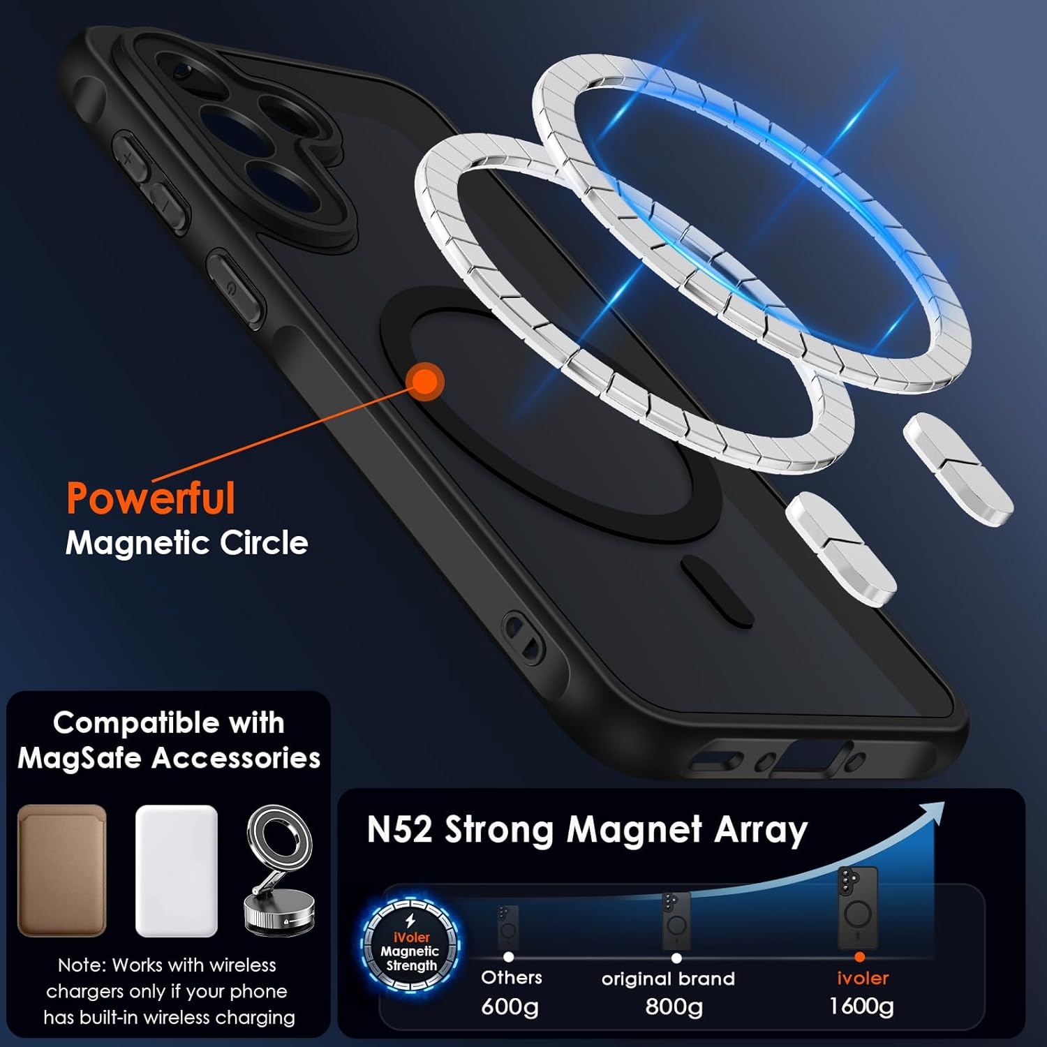 Thumbnail 3 de ivoler Magnétique Coque 3 en 1 pour Samsung Galaxy A37 5G – Protection militaire, verre trempé et coque arrière translucide