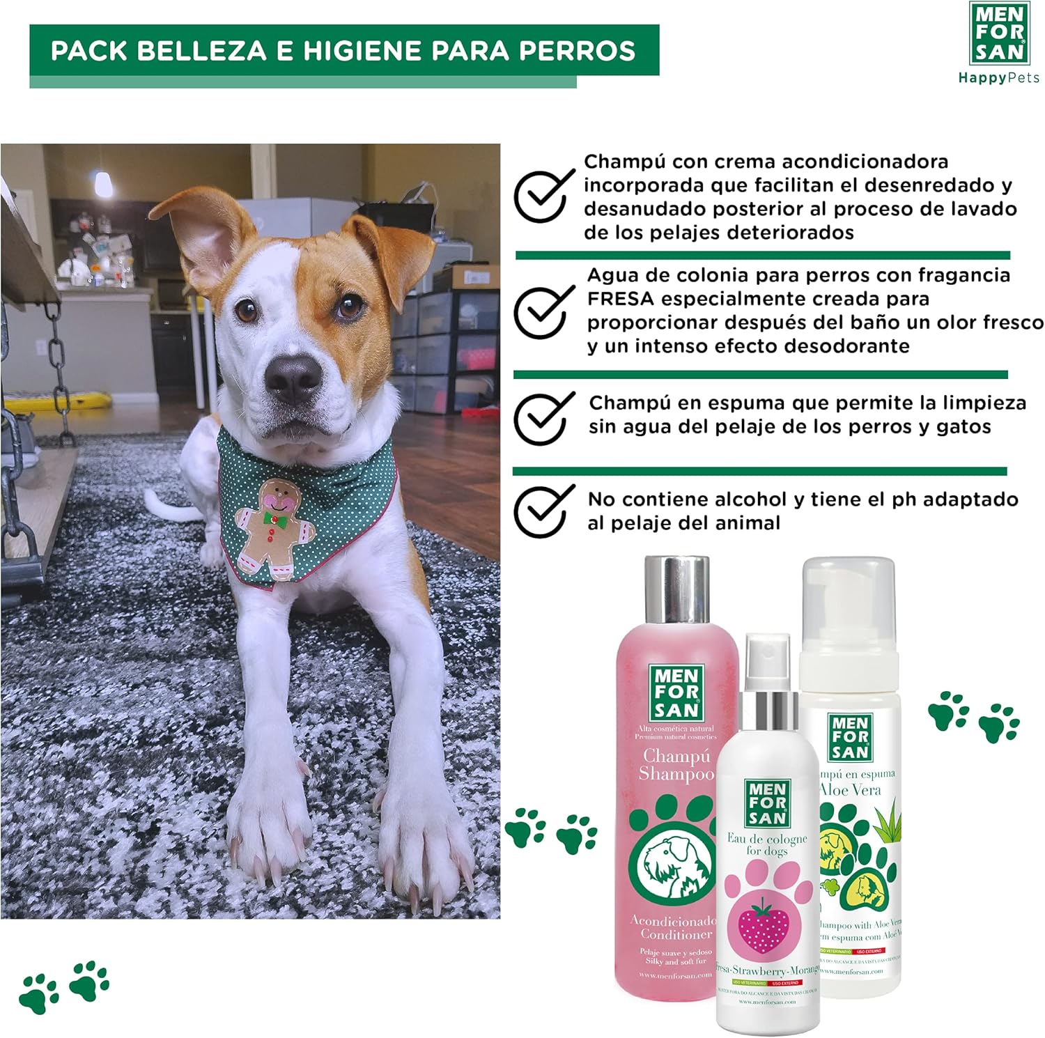 Thumbnail 3 de Menforsan Confezione Igiene e Bellezza per cani e gatti con fragola: shampoo + balsamo + colonia + shampoo in schiuma