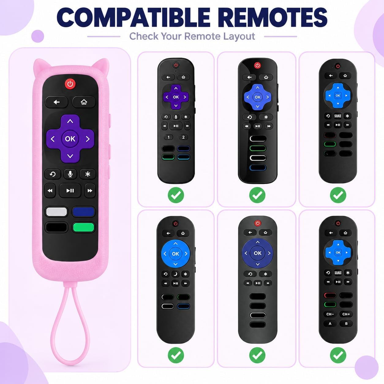 Detalle 2 de Case Cover for Roku TV Remote with Glow-in-the-Dark Cat Ears