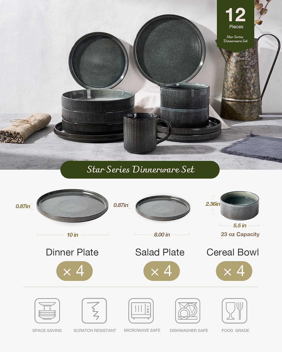 Detalle de Famiware Star Dinnerware Set 12pc stoneware 🍽