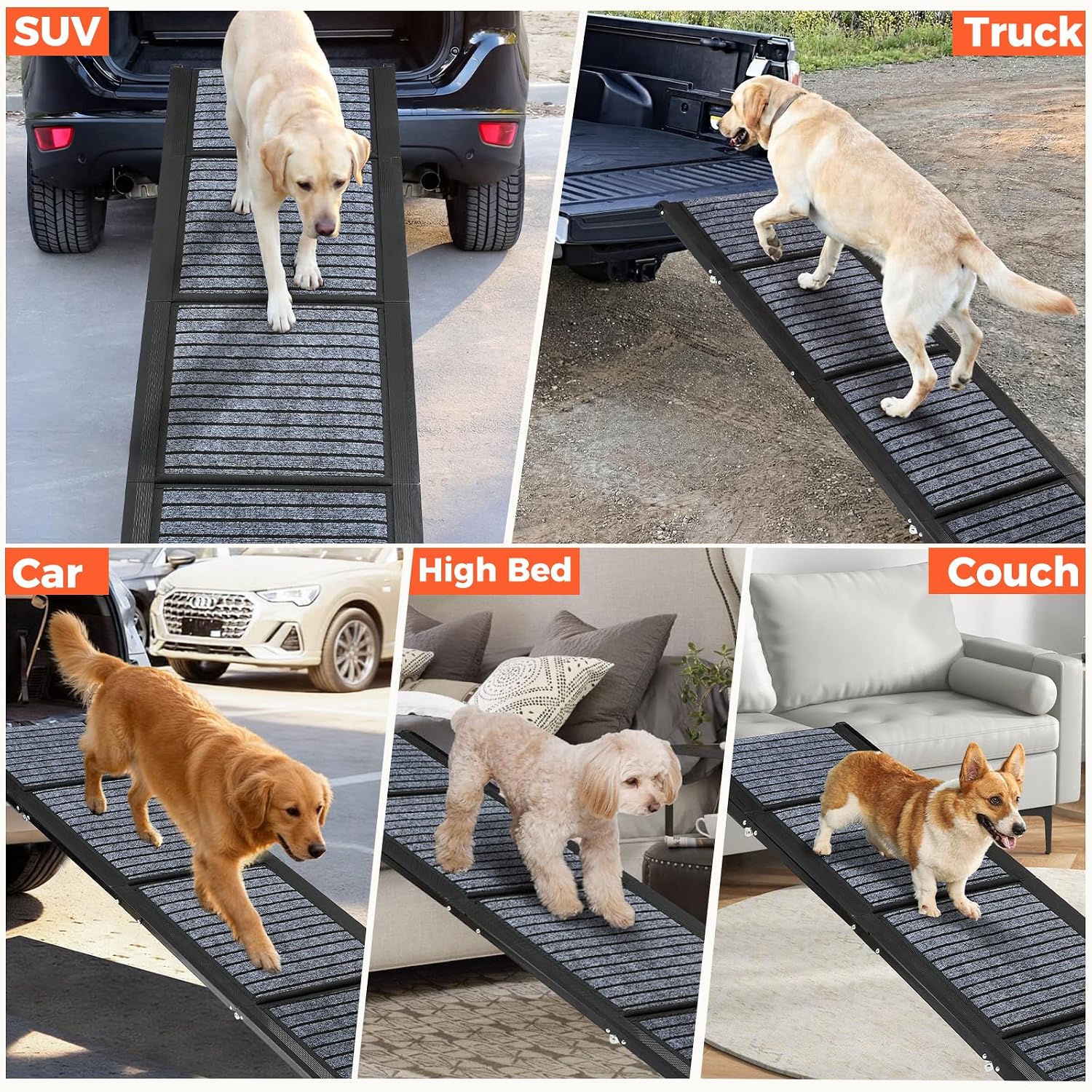 Thumbnail 6 de Longest 180cm Portable Dog Ramp with Anti-Slip Rug Surface for Large & Medium Pets