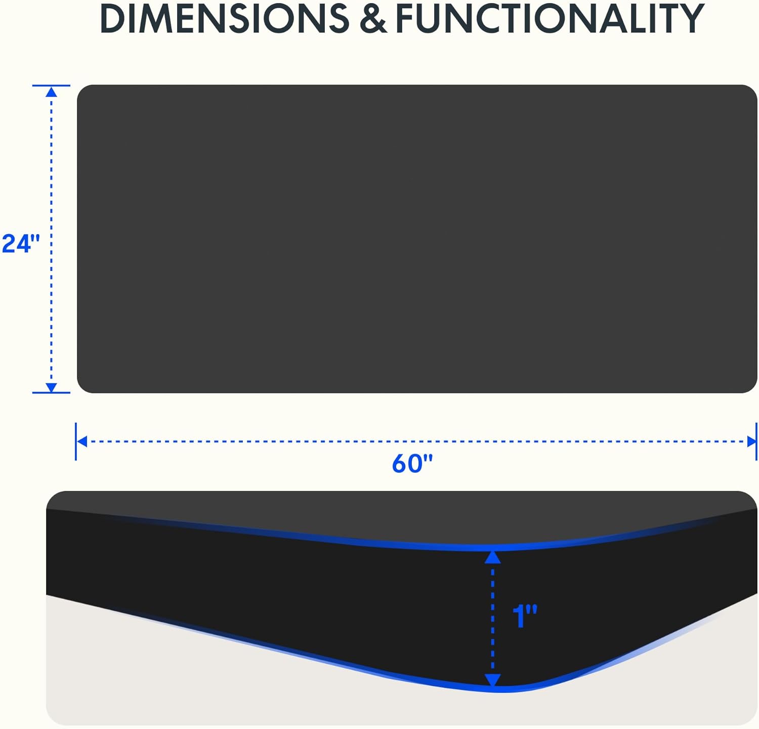 Detalle 2 de FLEXISPOT TB-R6024B-CB 60" x 24" Desk Top, 1" Thick, Black Laminate