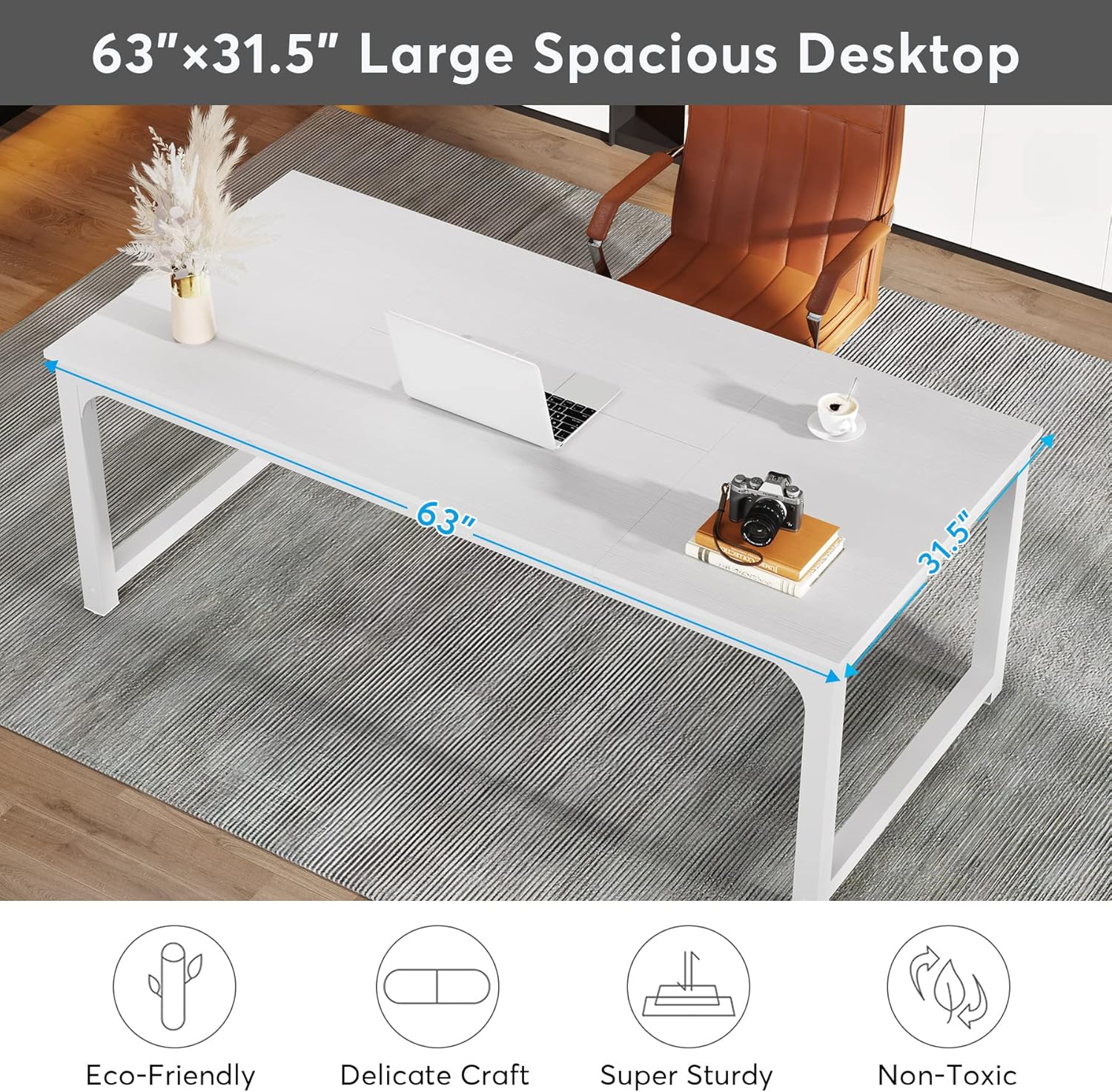 Detalle de Tribesigns Modern Computer Desk 63 x 31.5 inch desk