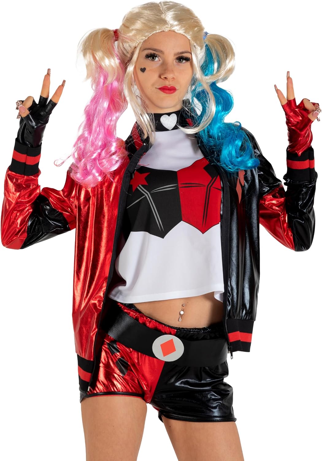 Detalle 1 de Harley Quinn – licencjonowany kostium dla dziewczynki, rozmiar 8–10 lat